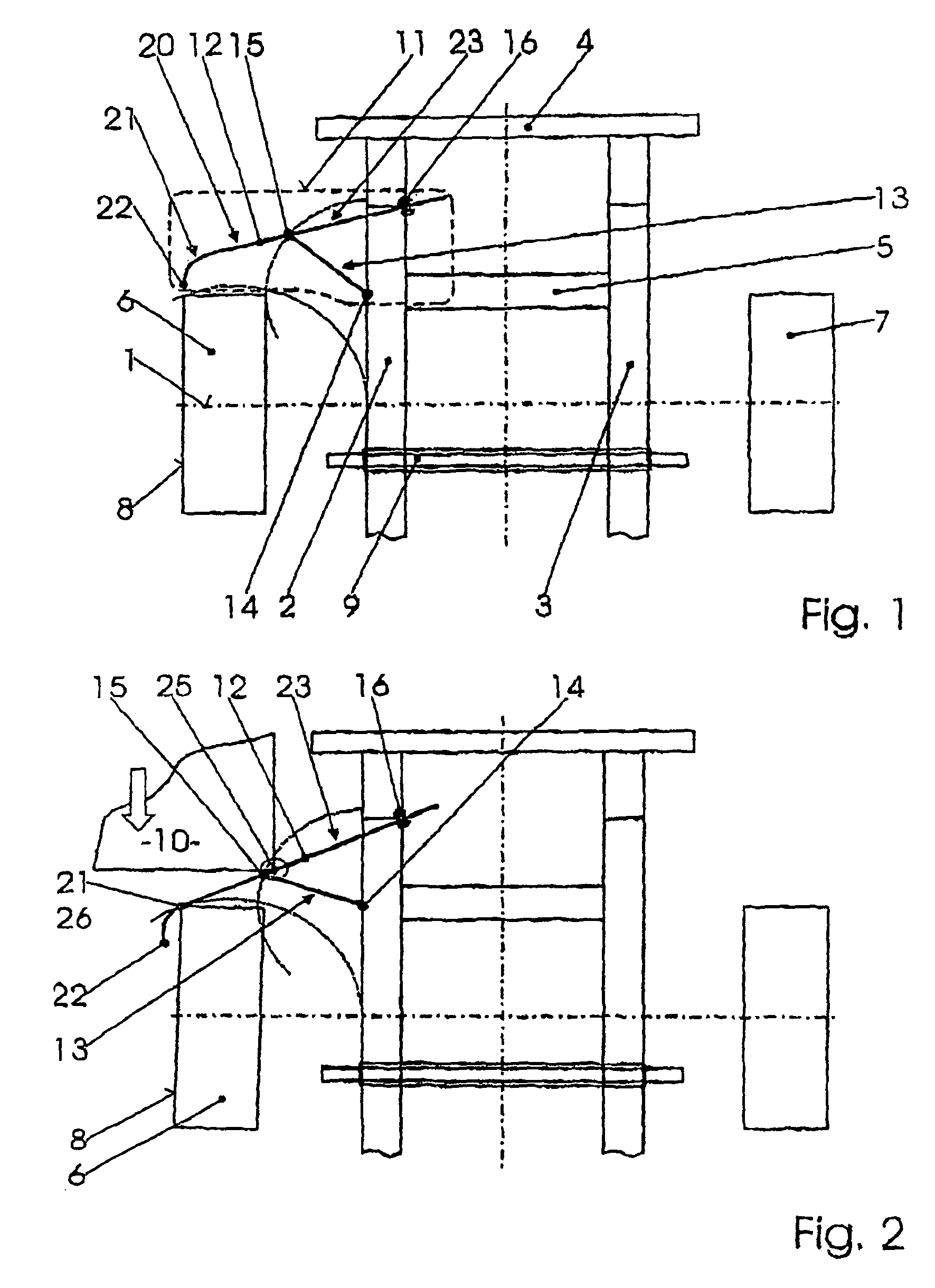 Deflecting device for an offset frontal collision for motor vehicles