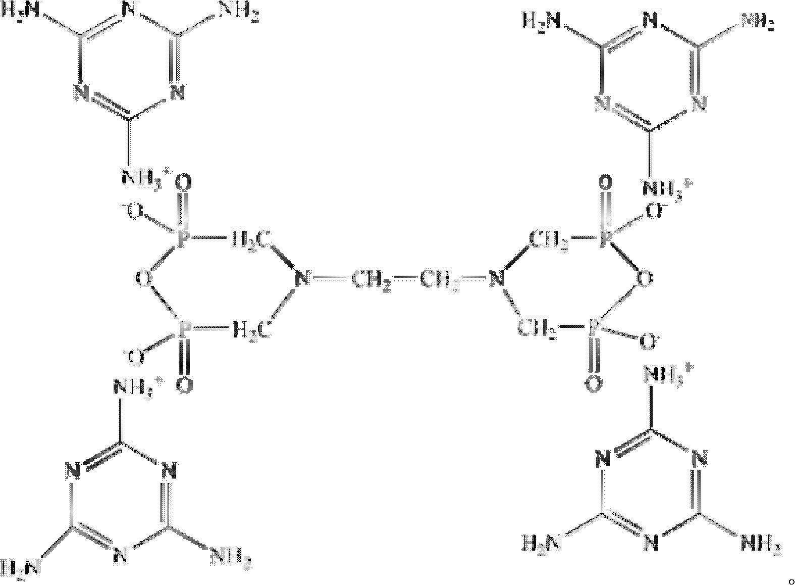 Ethylenediamine bicyclo-tetra methylenemelamine phosphonate compound and preparation method thereof