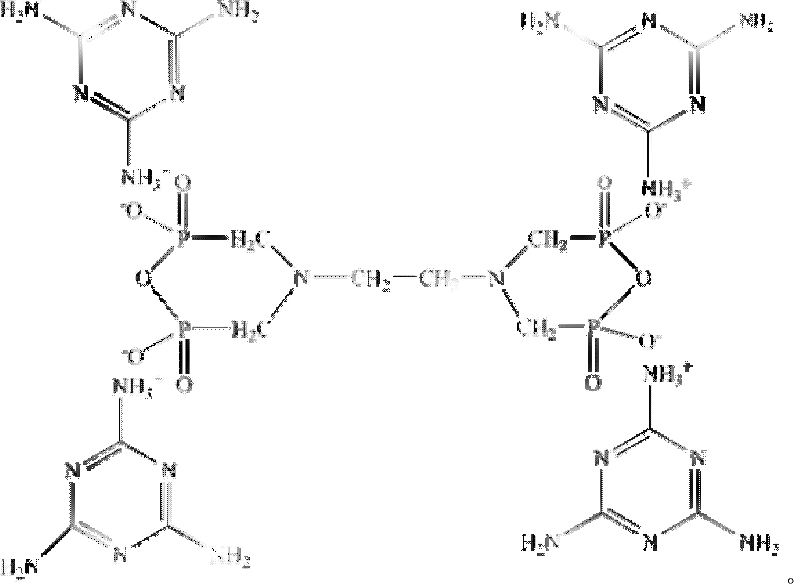 Ethylenediamine bicyclo-tetra methylenemelamine phosphonate compound and preparation method thereof