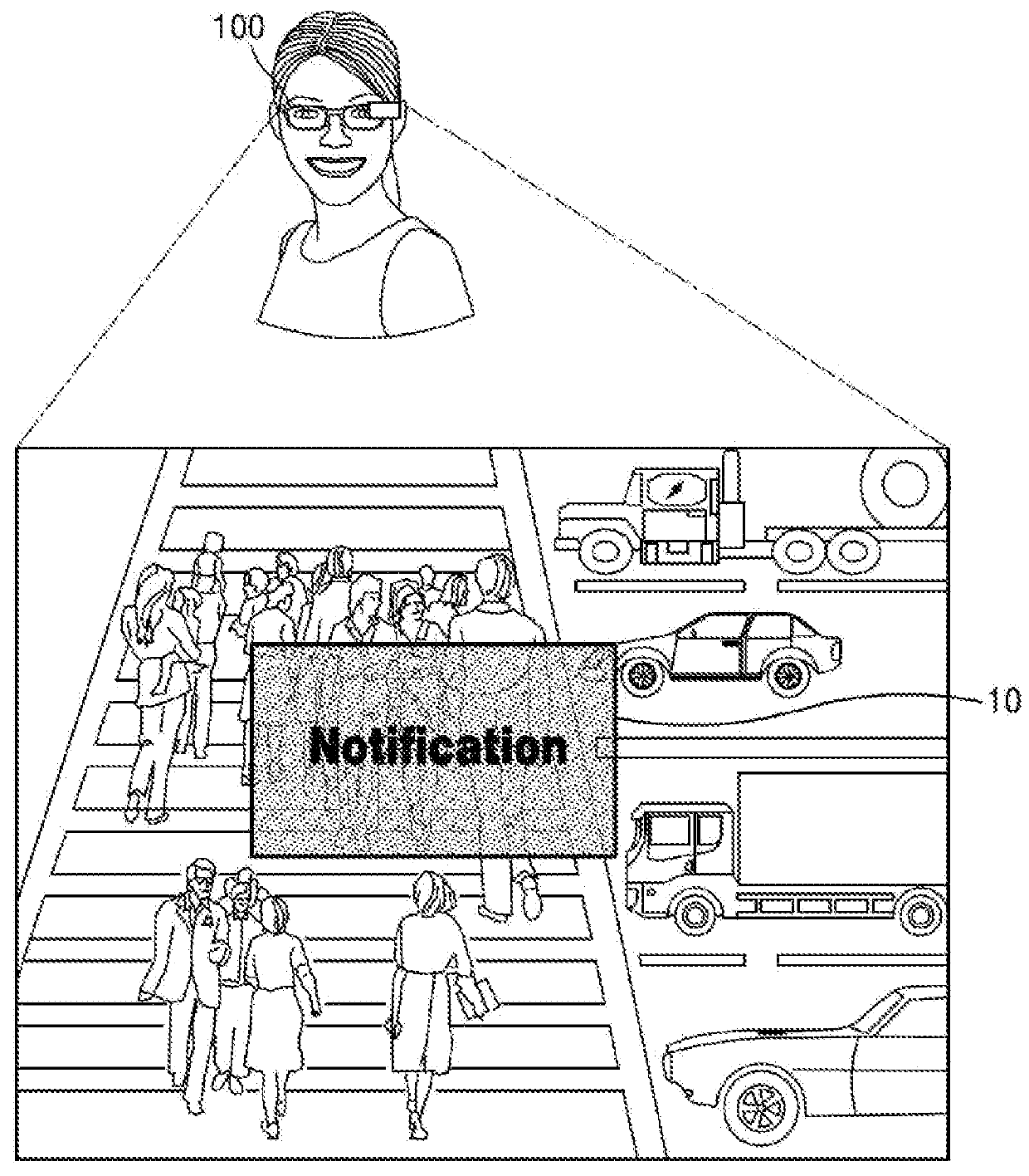 Wearable glasses and method of providing content using the same