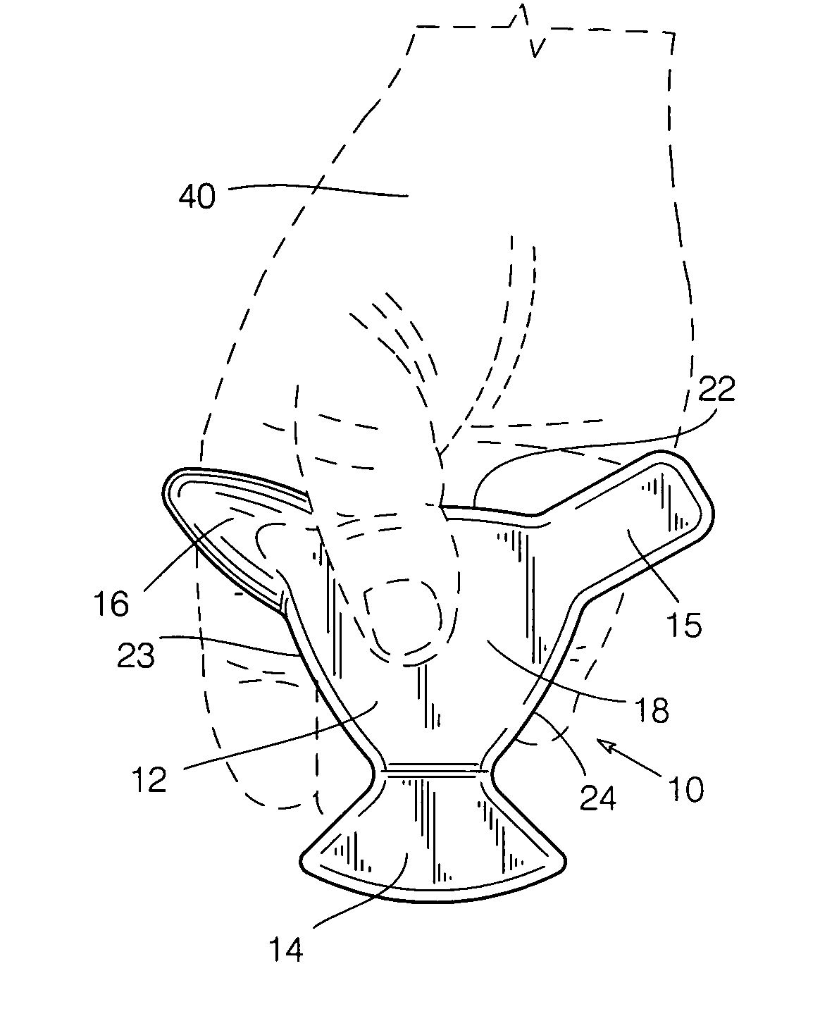 Generally triangular-shaped massage tool with three different contact elements