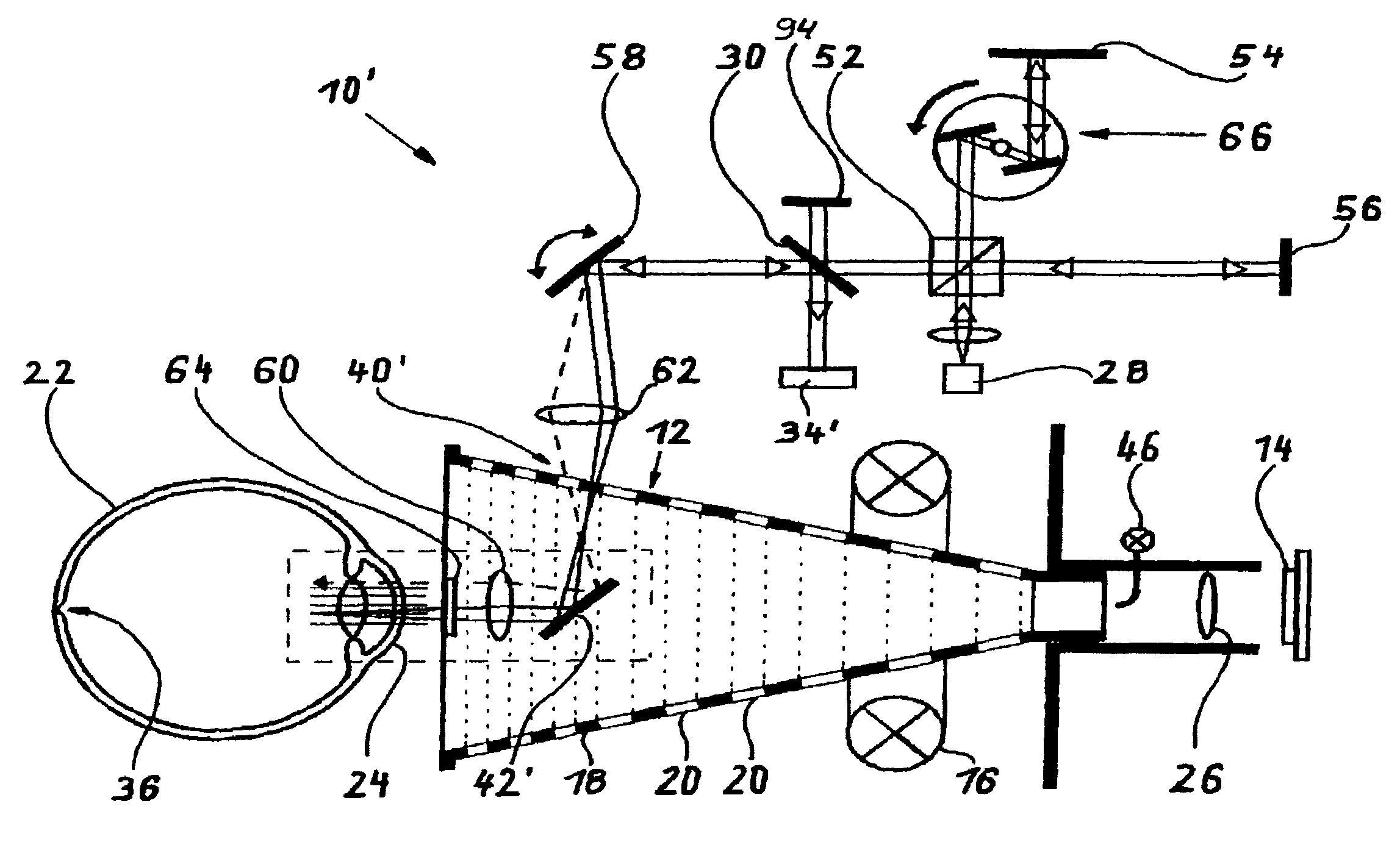 Method and an apparatus for the simultaneous determination of surface topometry and biometry of the eye