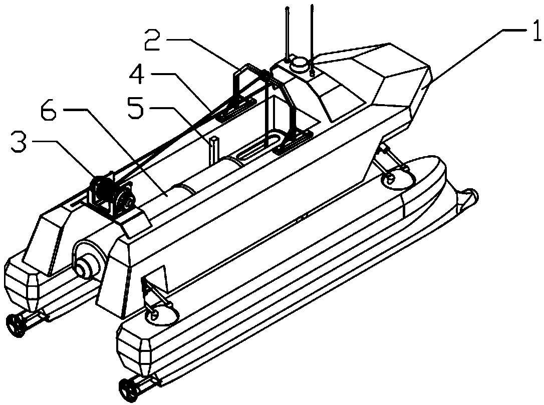 Device and method for recovering autonomous underwater vehicle by unmanned ship based on guide cable