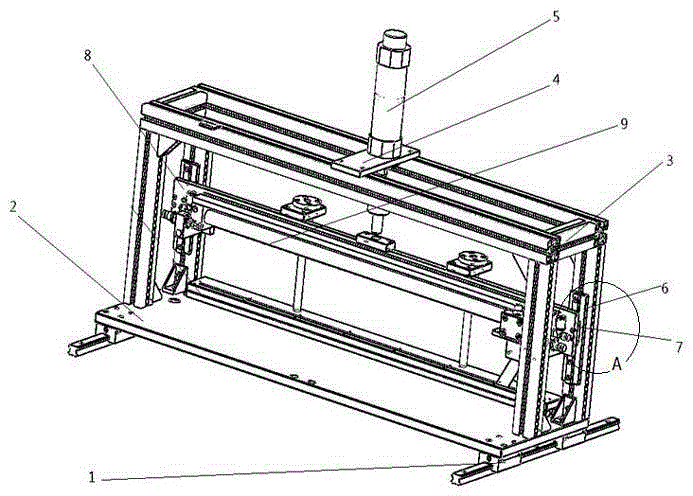 Film cutting device with rodless cylinder