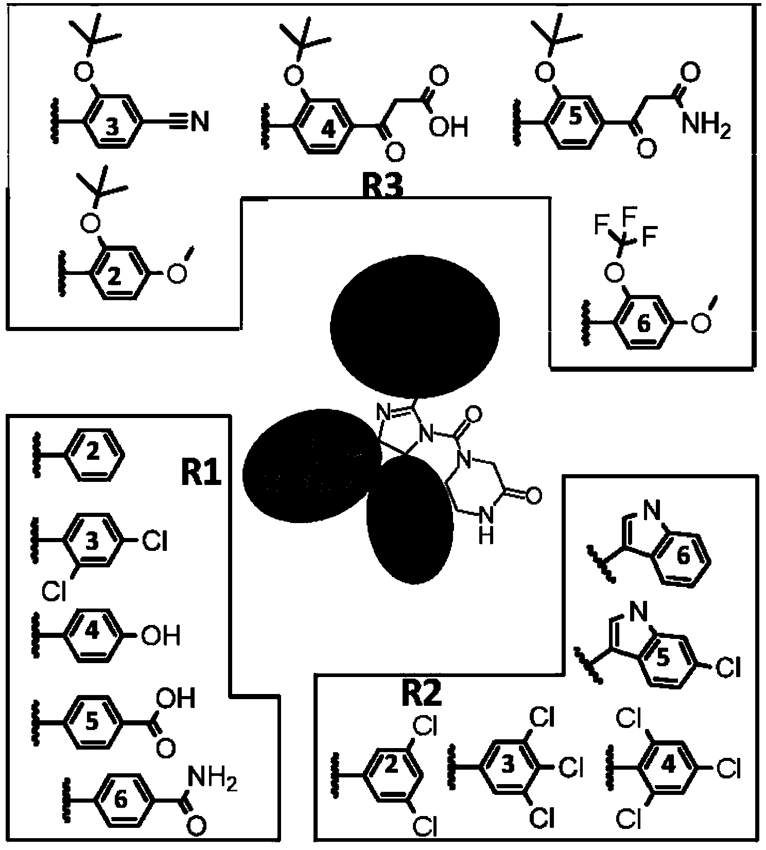 Small-molecule inhibitor of Mdm&lt;X&gt;/Mdm&lt;2&gt;, as well as preparation method and applications