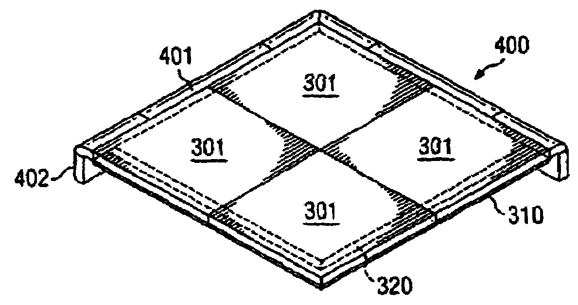 System and method for forming surfaces using tiled components and product resulting therefrom