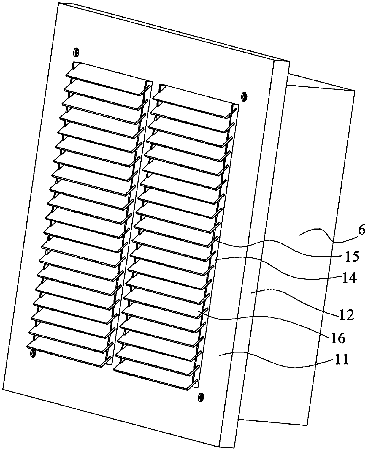 Military electromagnetic shielding ventilation device provided with open fixed louver