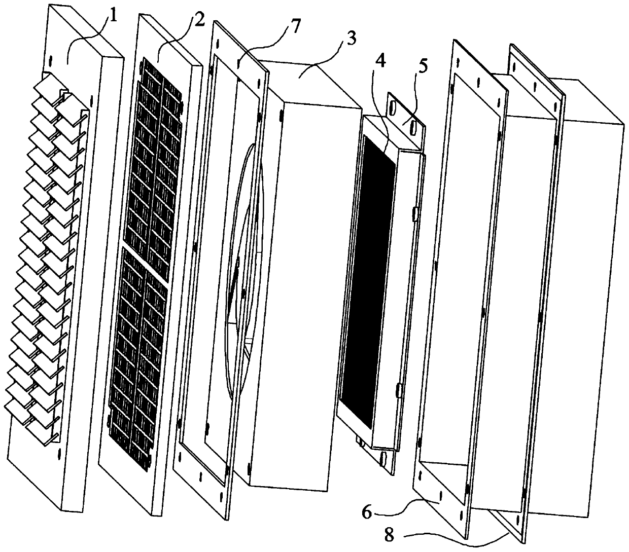 Military electromagnetic shielding ventilation device provided with open fixed louver