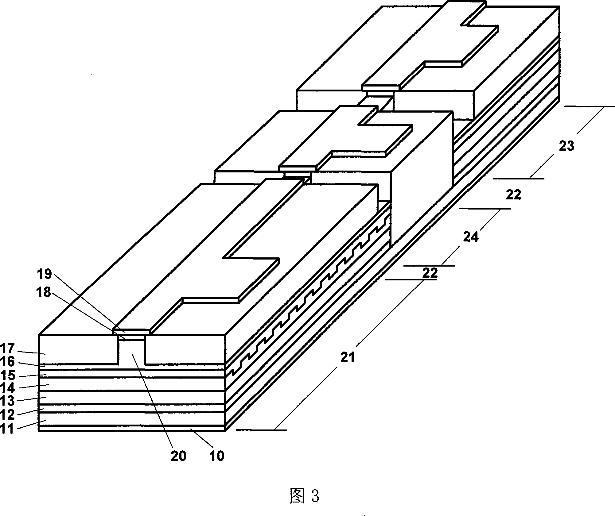 Integrated opto-electronic device for generating high-frequency microwave by SOA four-wave mixing effect