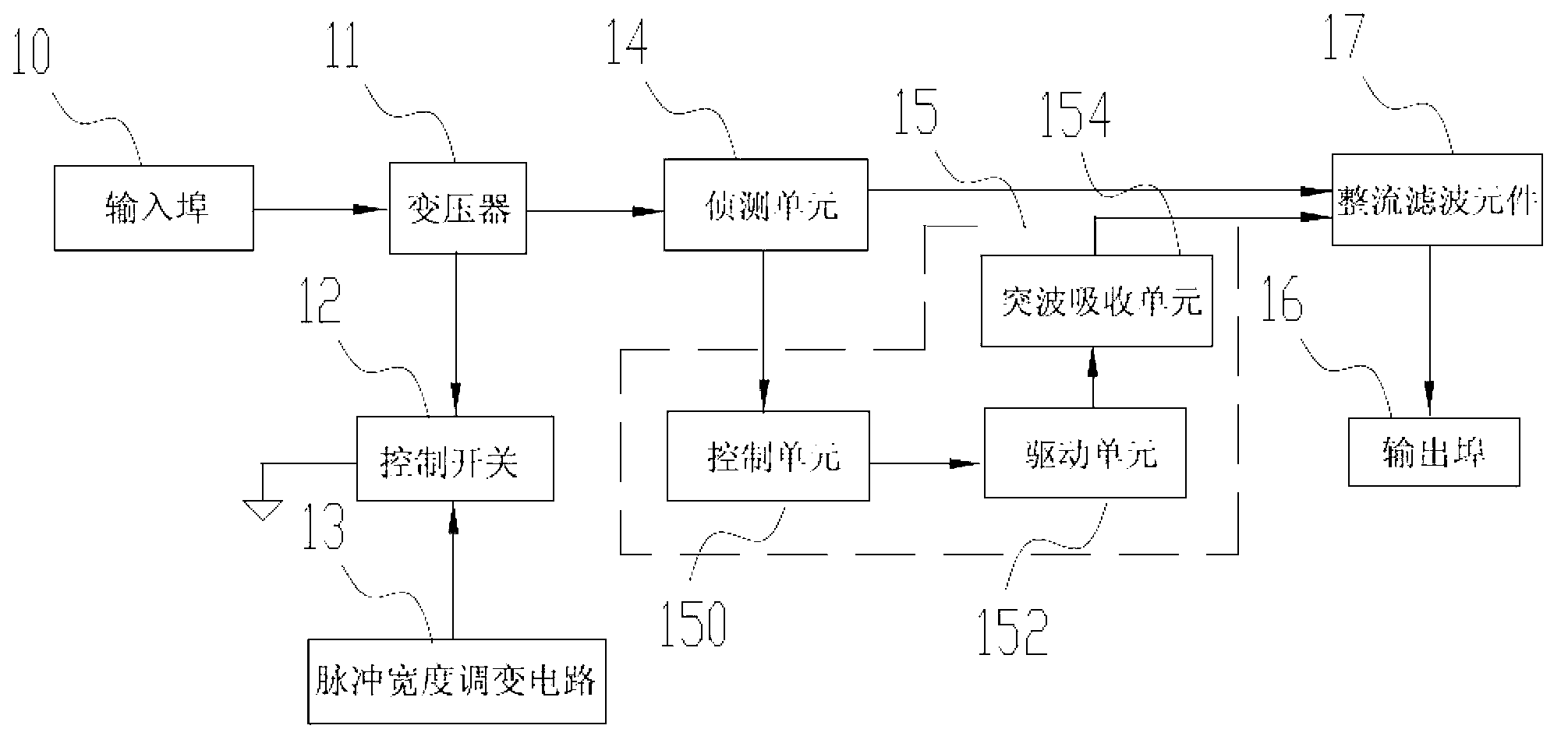 Power supply circuit with surge suppression function