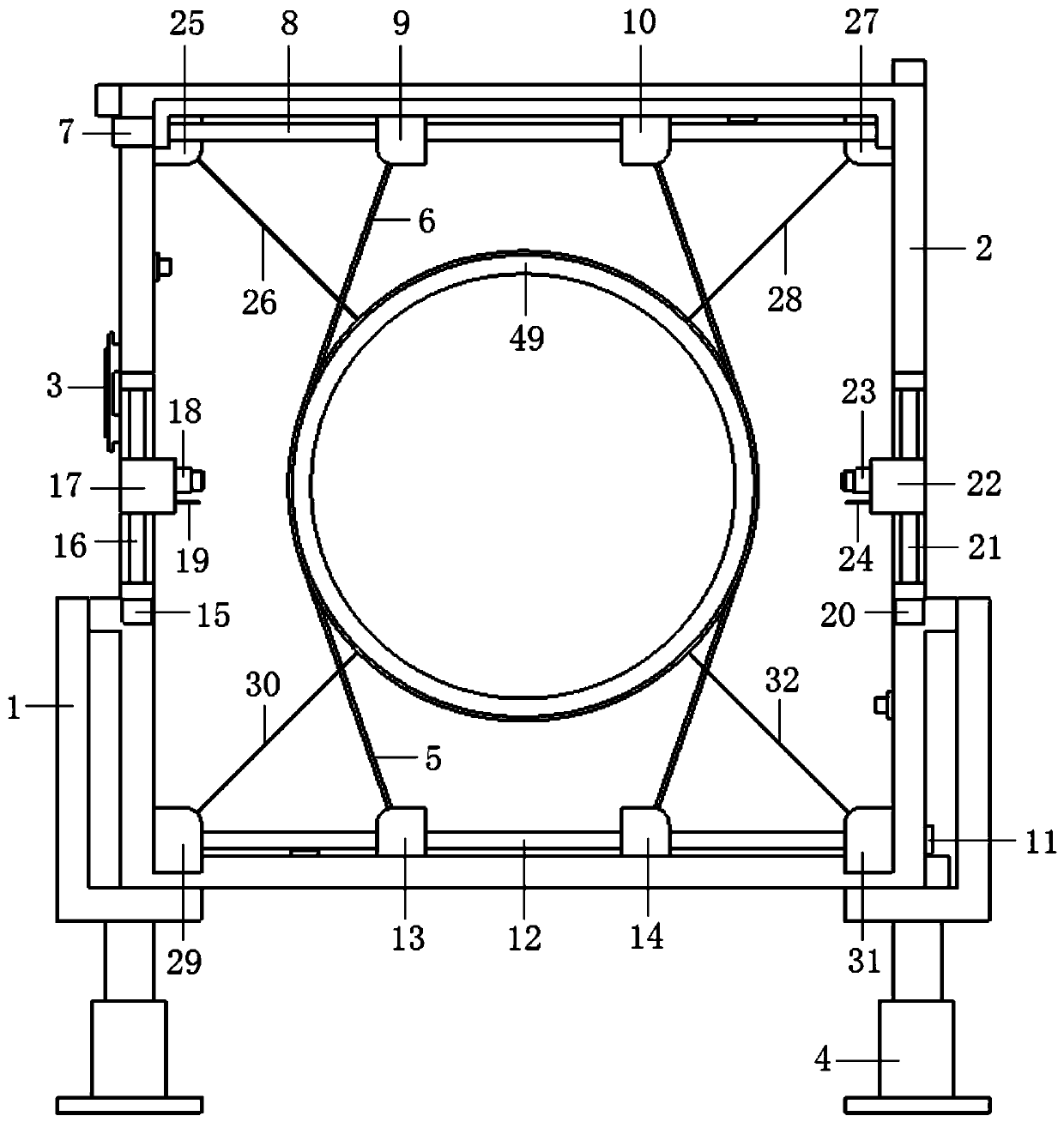 On-line monitoring device for diameter and roundness of expanded pipeline