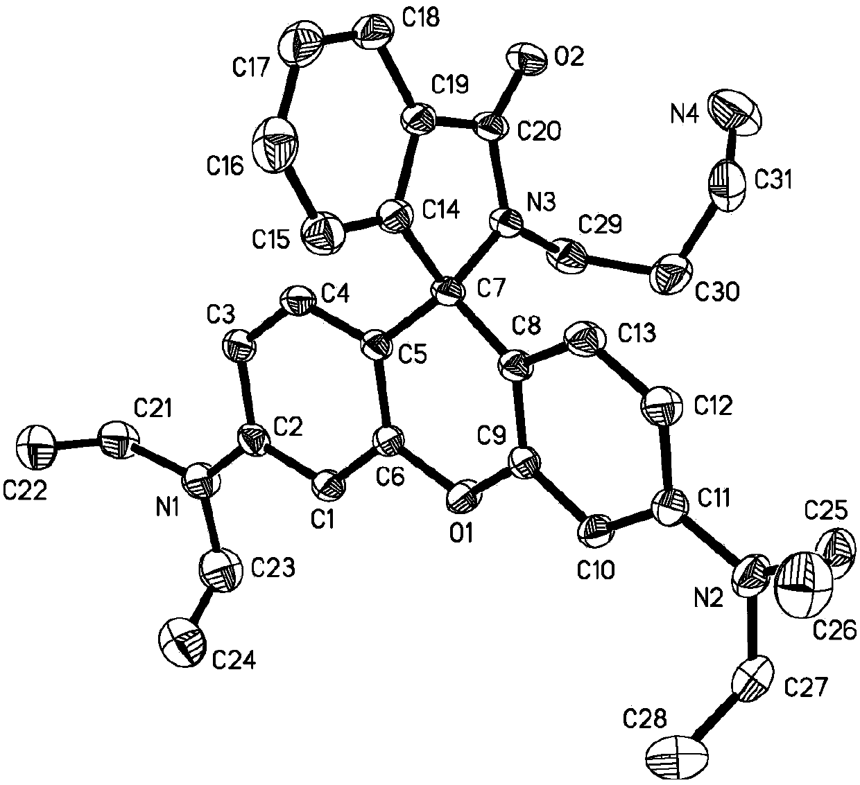 Rhodamine derivative and its application in detection of nitrite ions