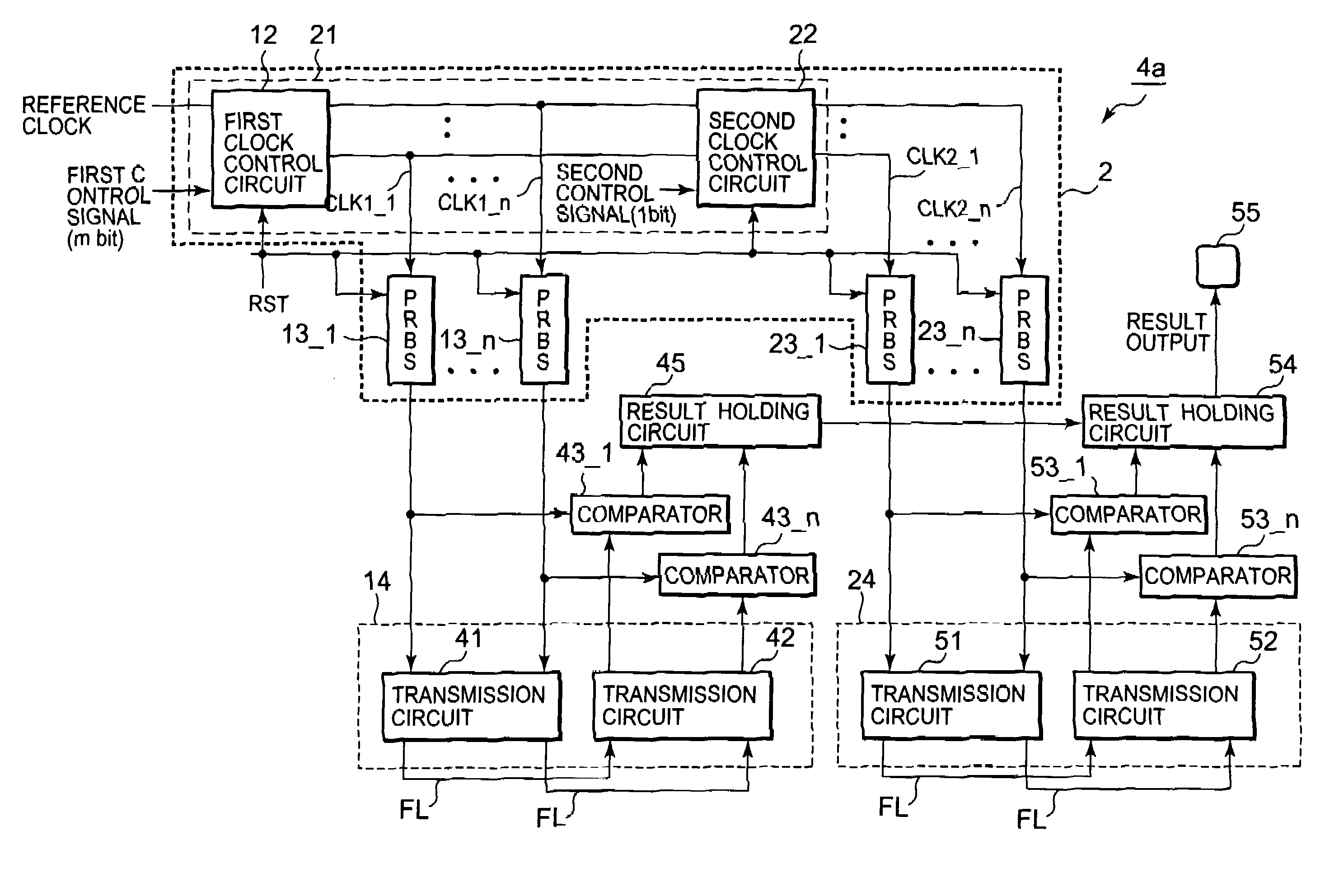 Test pattern generation circuit having plural pseudo random number generation circuits supplied with clock signals at different timing respectively