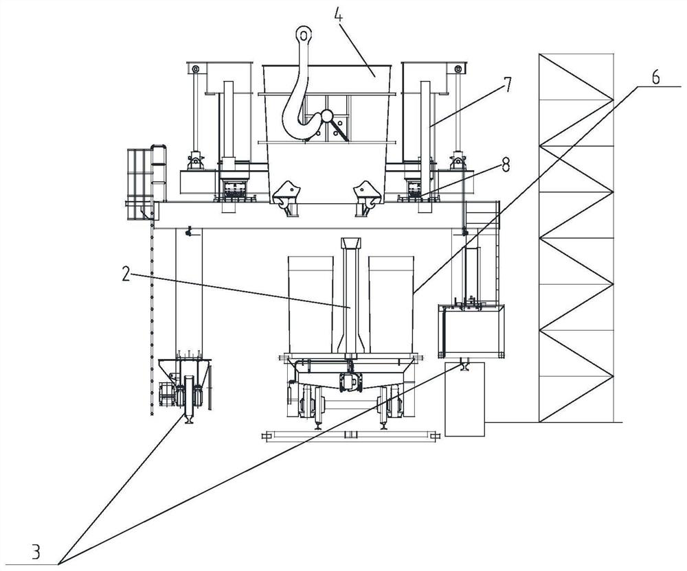 Steel casting vehicle device and steel casting operation method