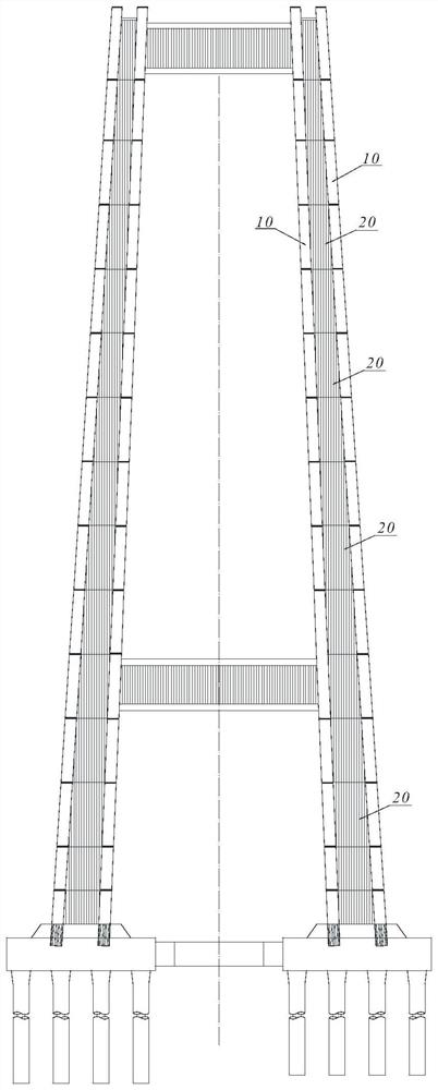 Corrugated steel plate and concrete combined web plate for square steel tube suspension bridge cable bent tower