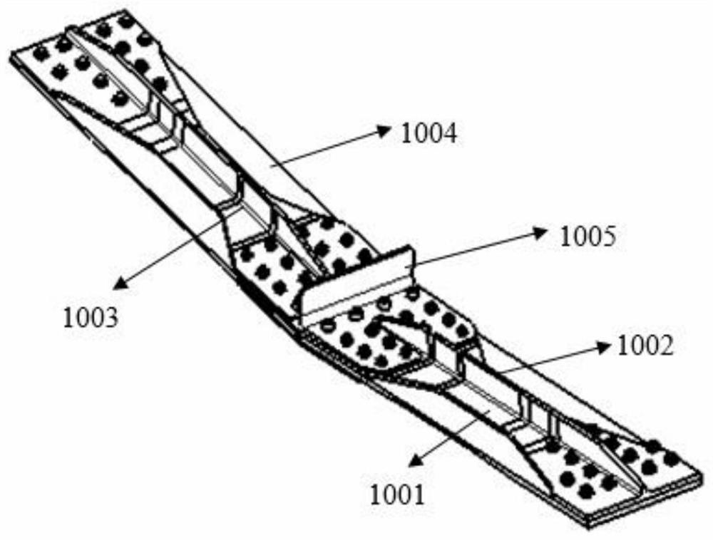 Butt joint test device and test method for wing root lower wall plate of aircraft wing with dihedral angle