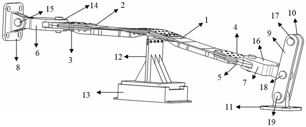 Butt joint test device and test method for wing root lower wall plate of aircraft wing with dihedral angle