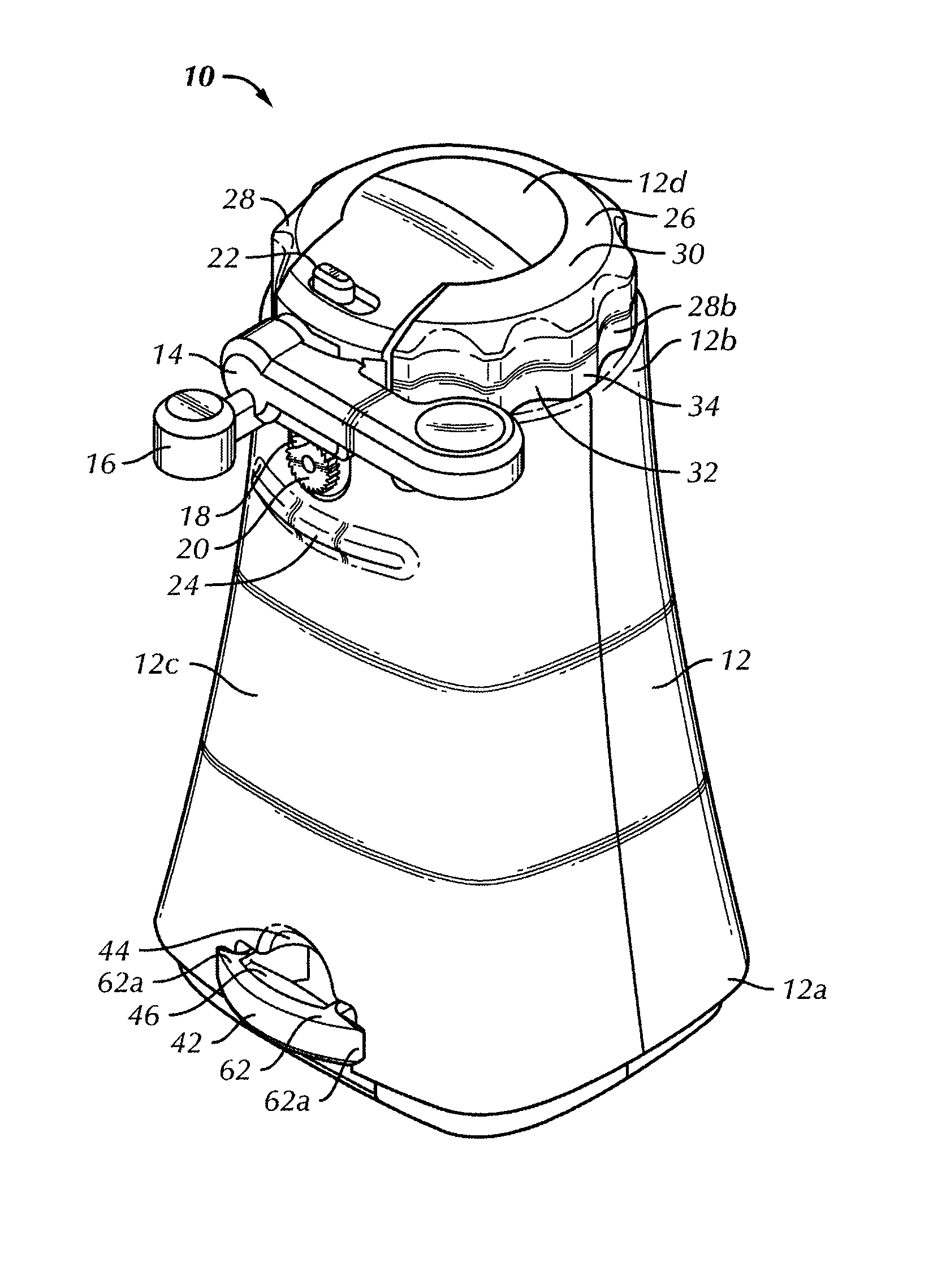 Electric can opener having removable opener tools