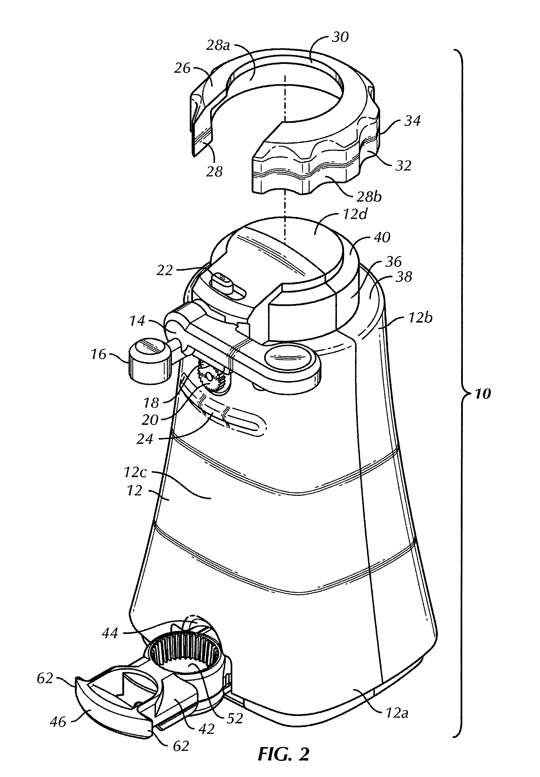 Electric can opener having removable opener tools