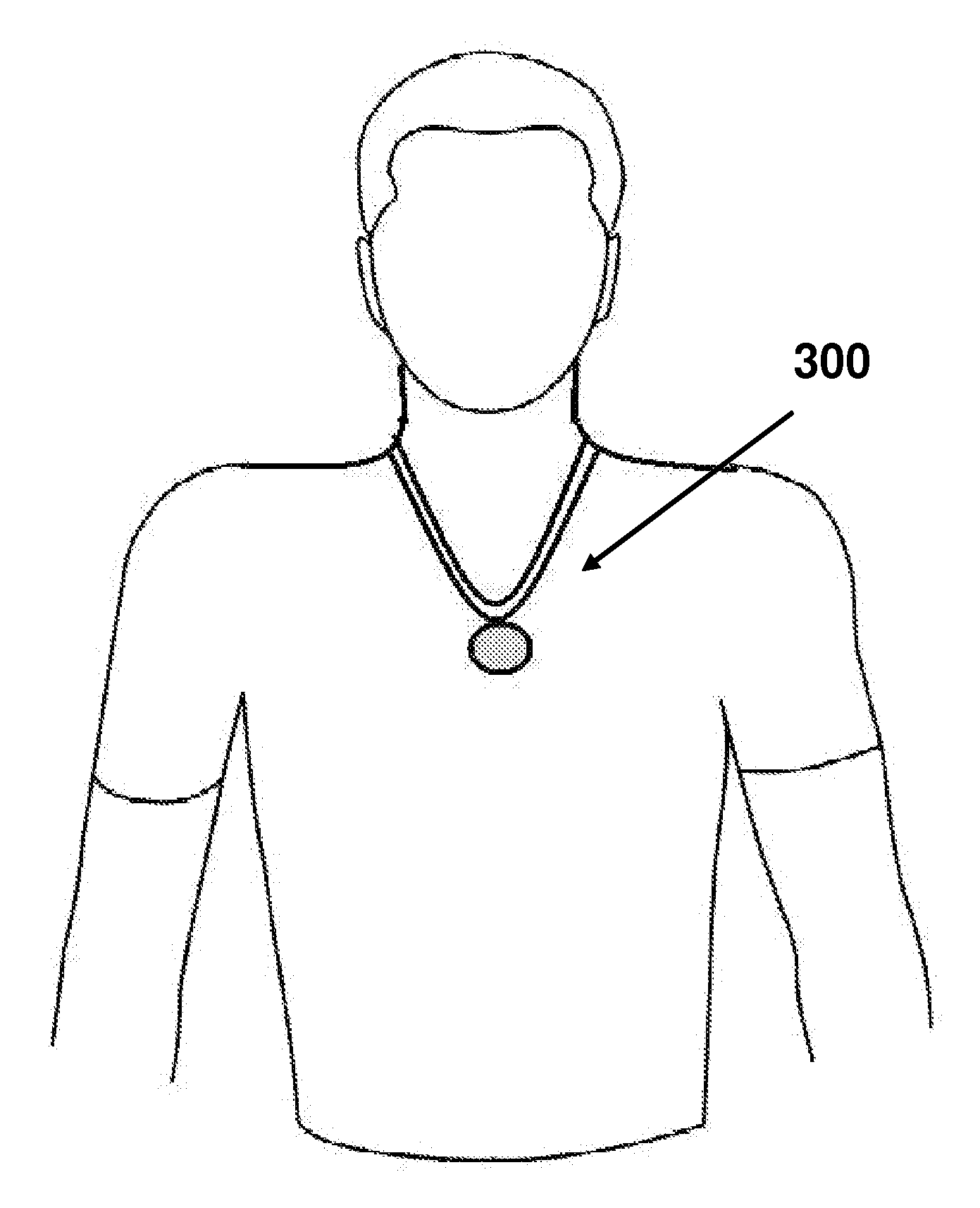 Necklace type of detector for electrocardiographic and temperature information