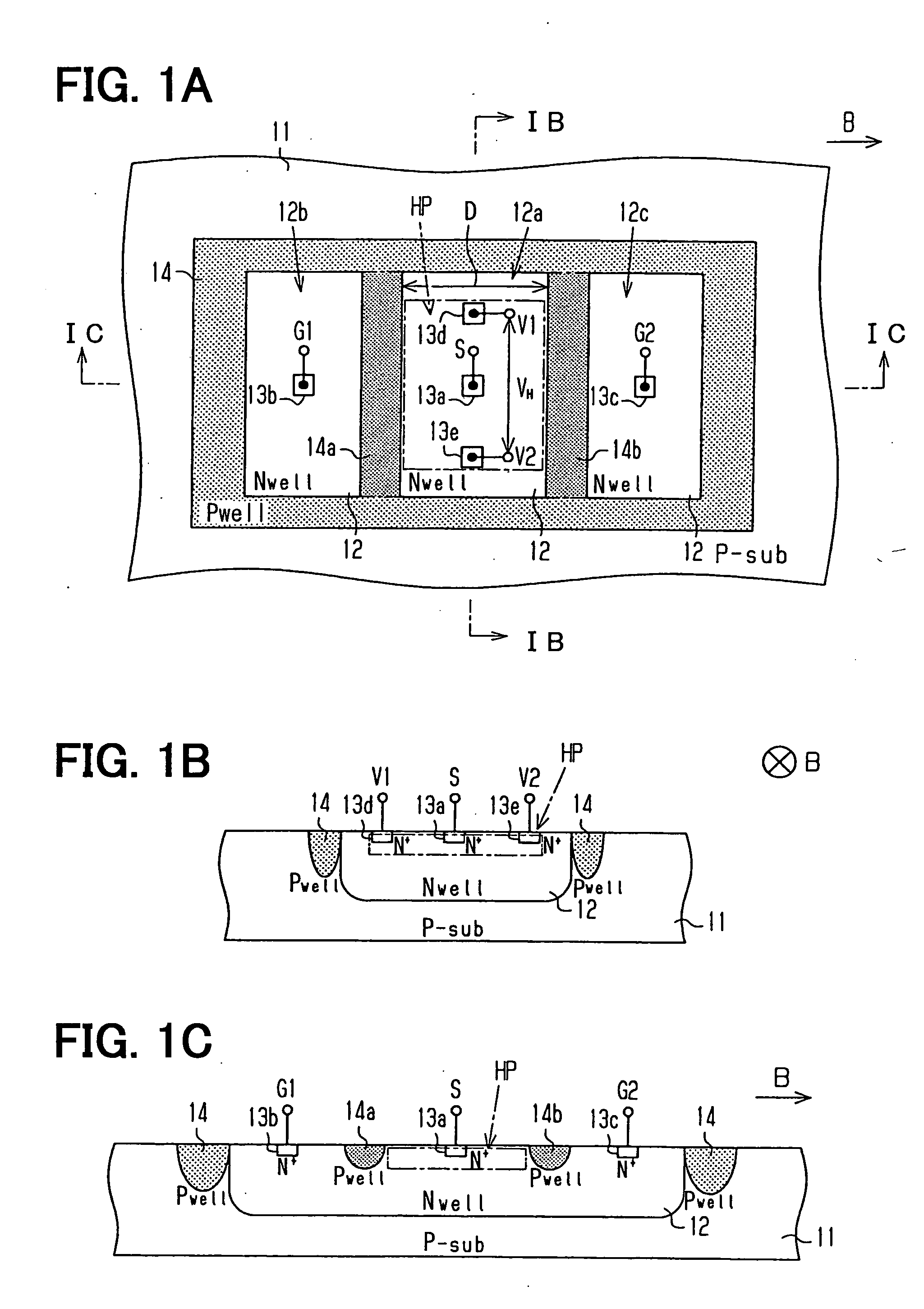 Magnetic sensor having vertical hall device and method for manufacturing the same