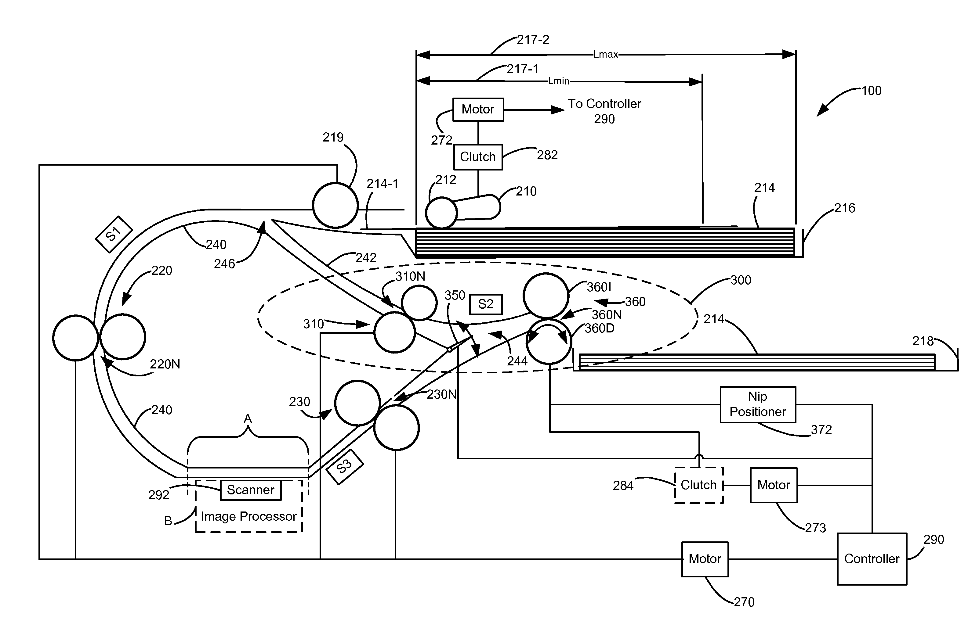 Media retractor and recycler system for automatic document feeders and duplexers and method for using same
