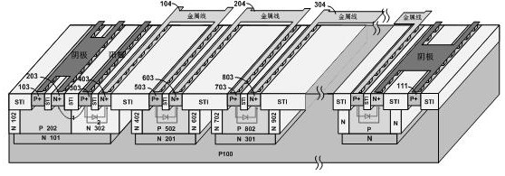 A Silicon Controlled Rectifier Structure with Multiple Trigger Channels