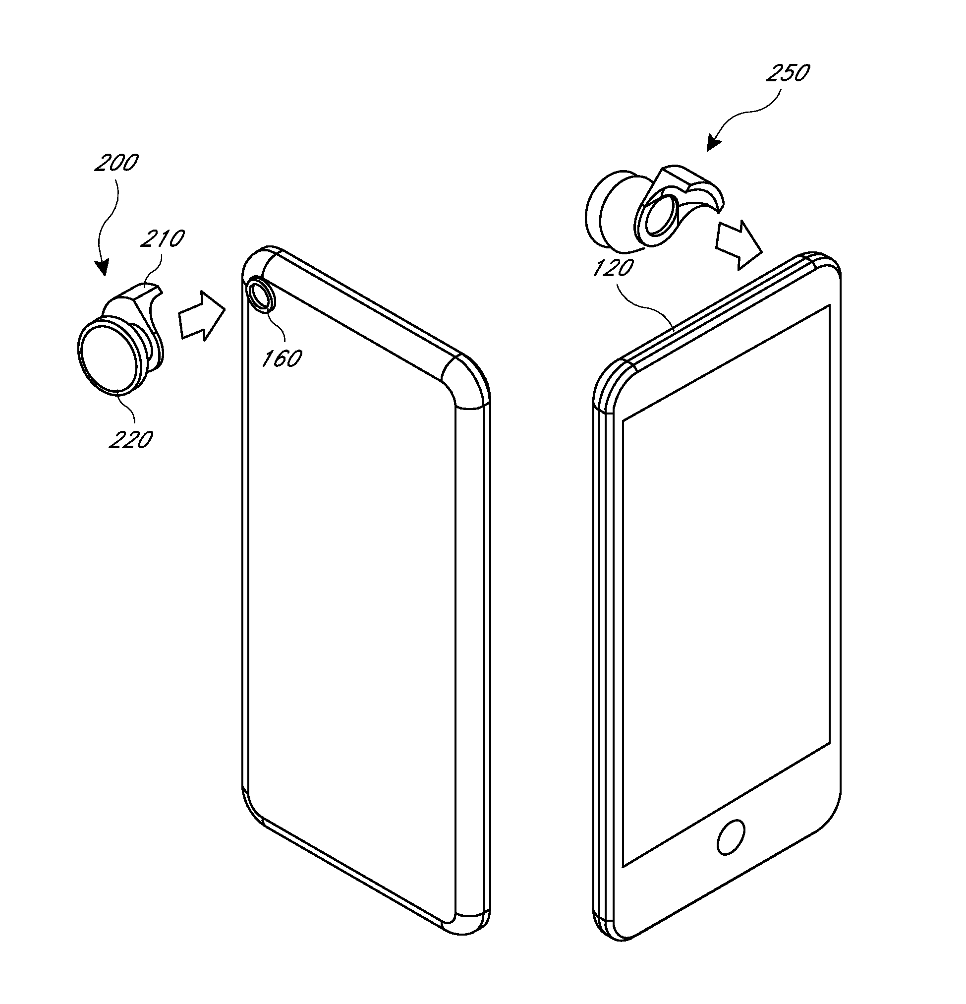 Removable optical devices for mobile electronic devices