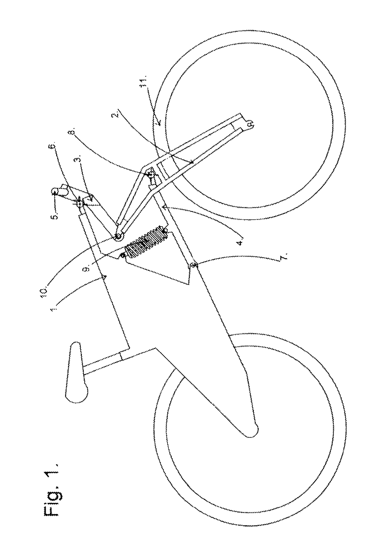 Suspension system for the front wheel of single-track two-wheeled vehicles namely motorcycles and bicycles