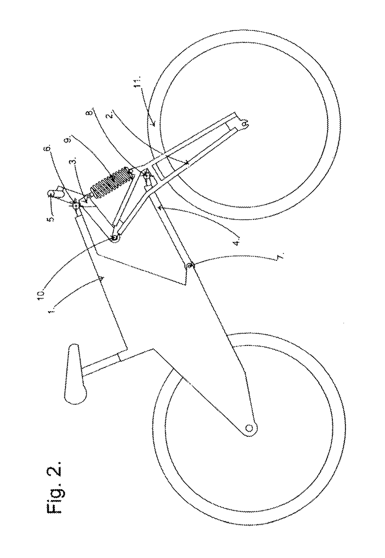 Suspension system for the front wheel of single-track two-wheeled vehicles namely motorcycles and bicycles