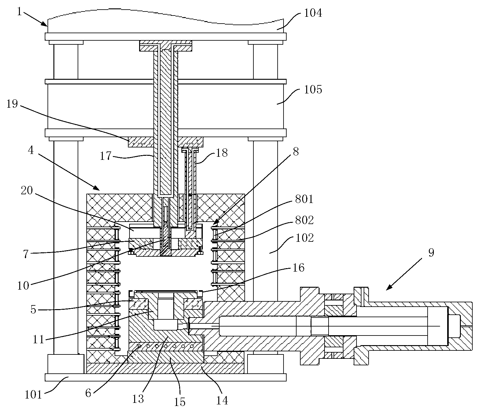 Warm/hot medium hydro-forming device for sheets