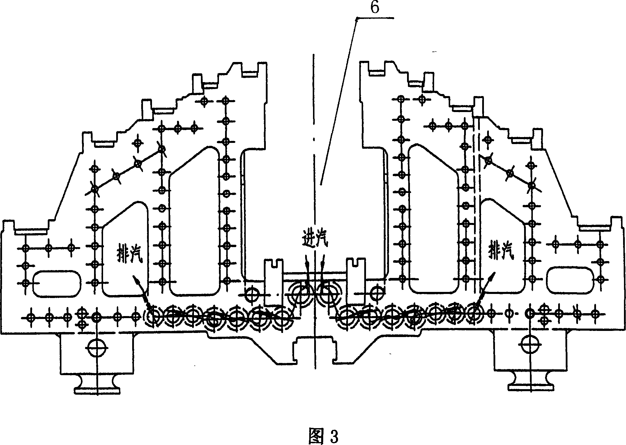 High-power twin-cylinder double flow turbine