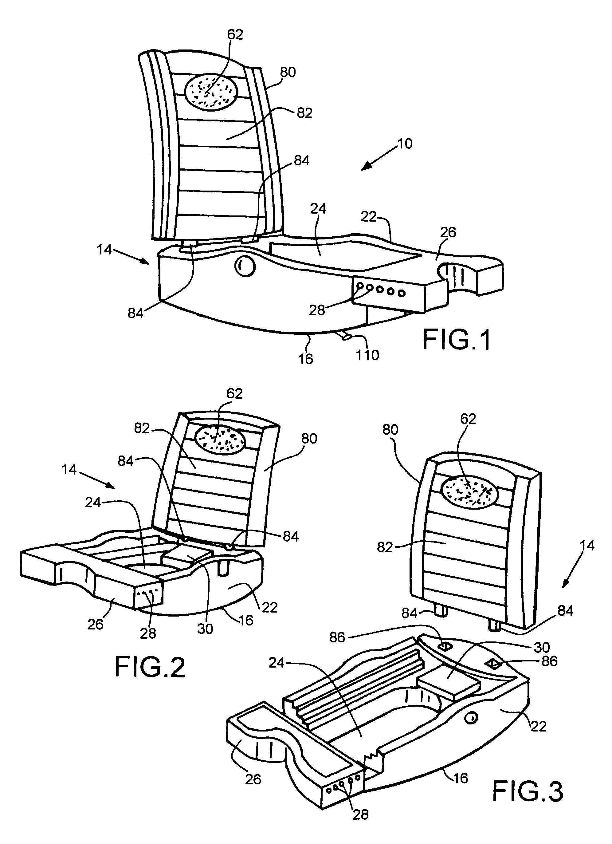 Infant seat base with vehicle travel simulation means for mounting a vehicle infant seat