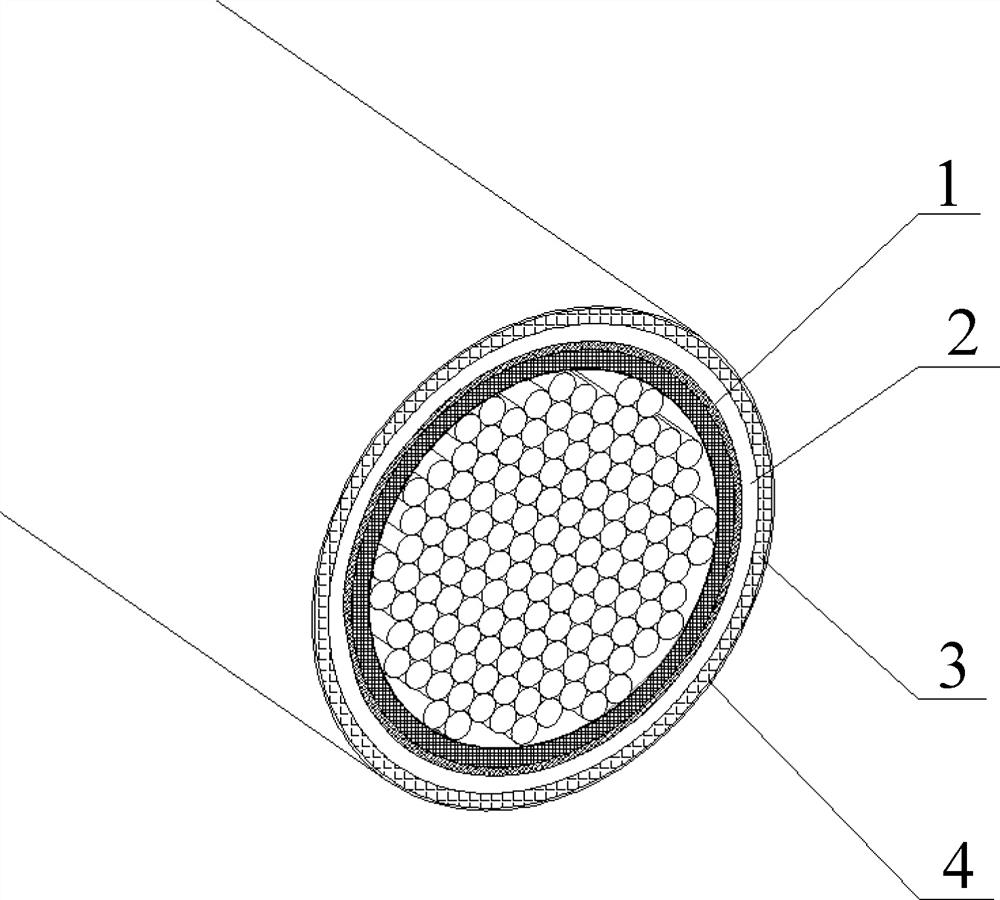 Inhaul cable body with fireproof shell and manufacturing method of inhaul cable body