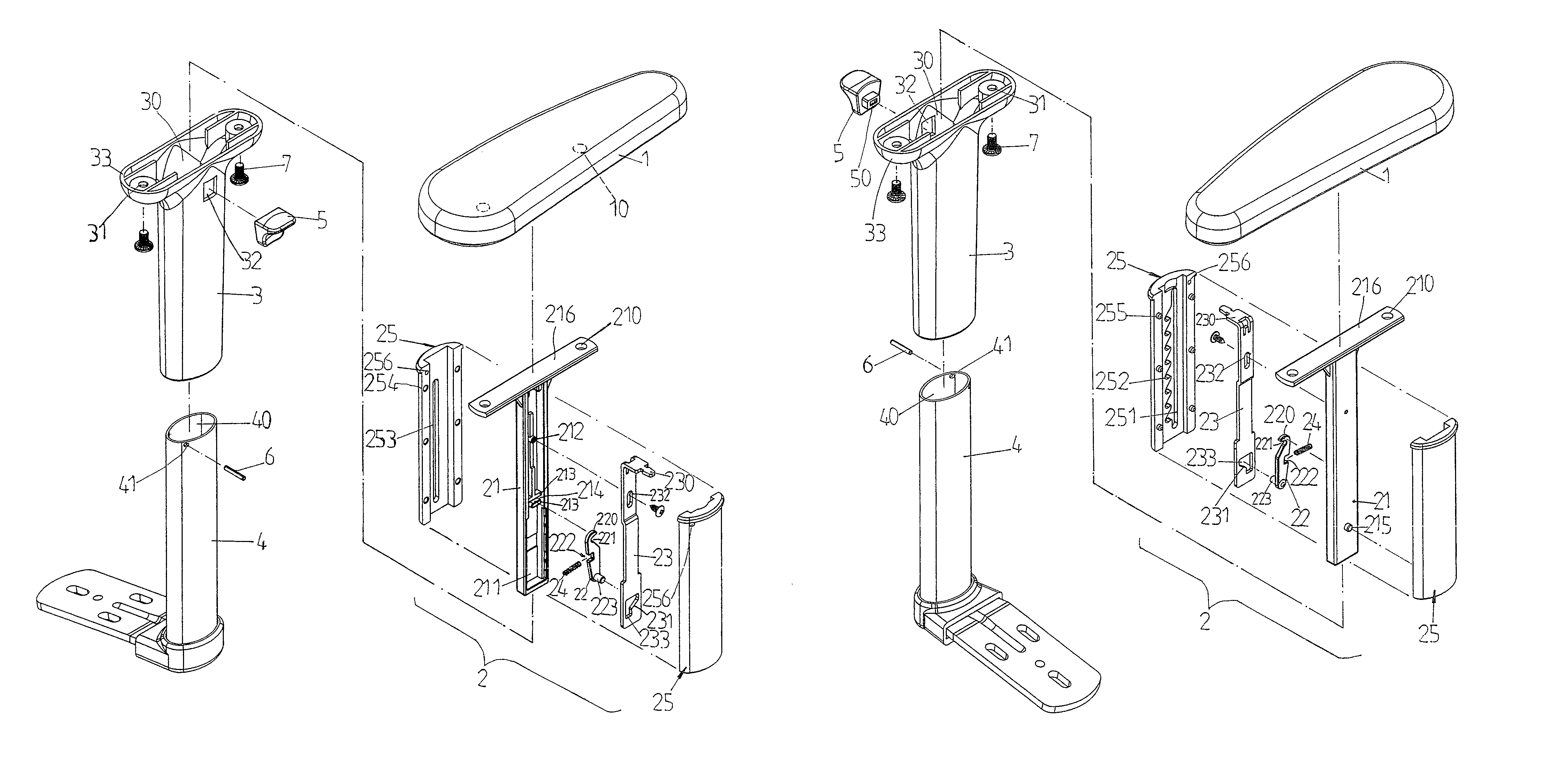 Chair armrest assembly having adjustable height