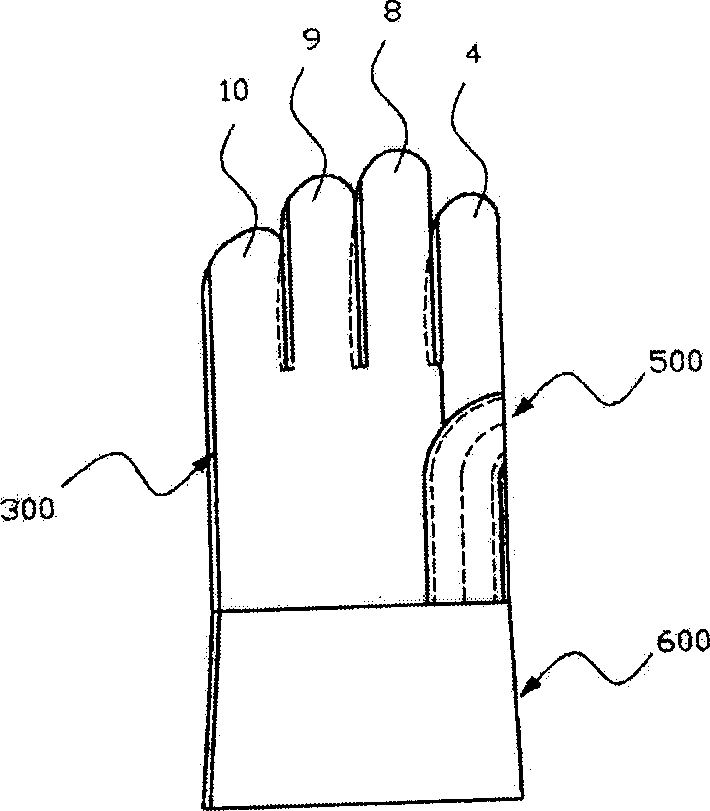 Four-fingered welding glove