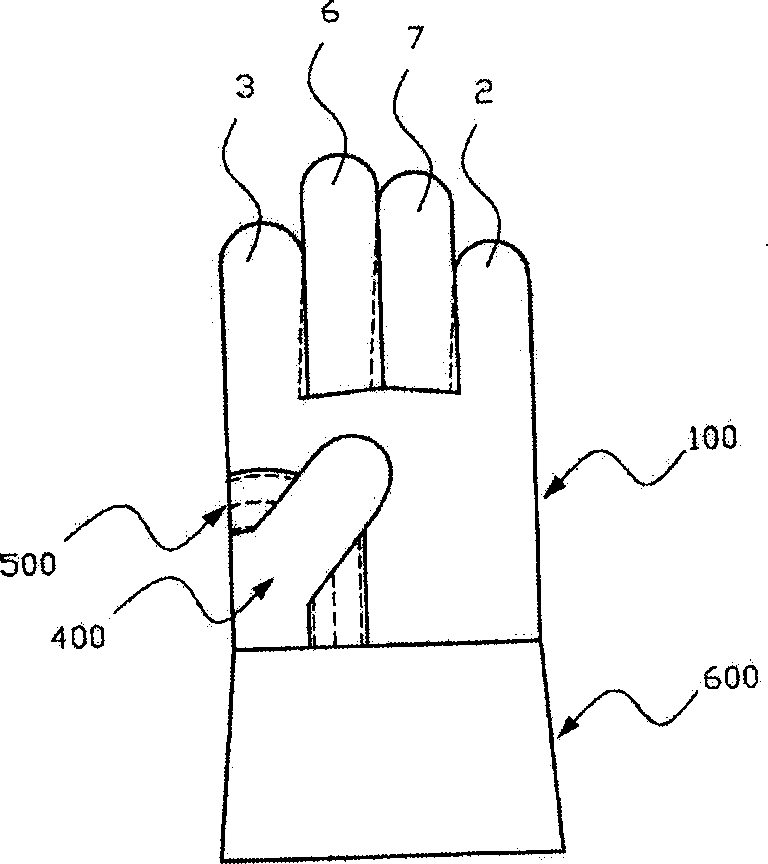 Four-fingered welding glove