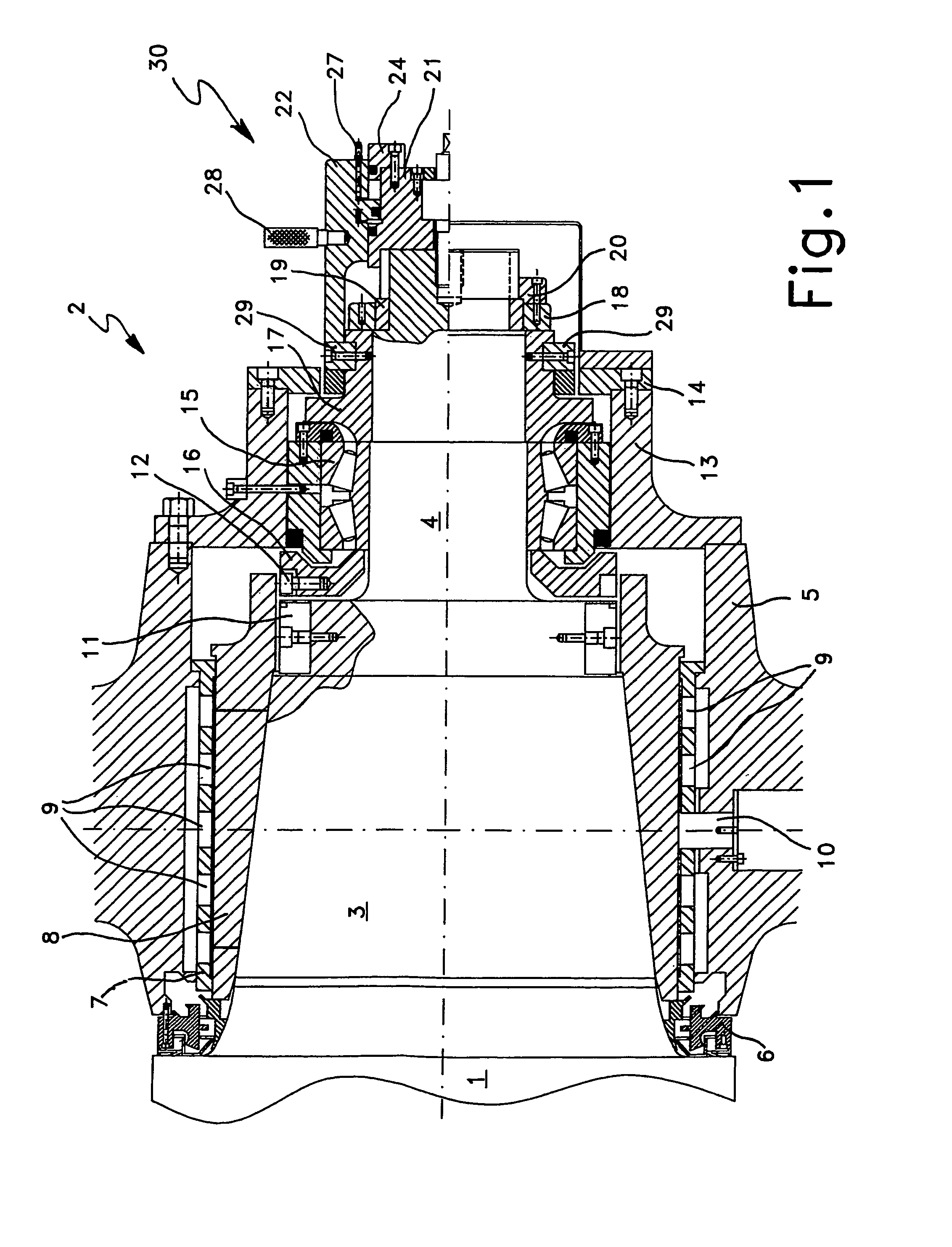 Hydraulic fast locking and loosening device for bearing assemblies of rolling-mill cylinders, and corresponding method of use