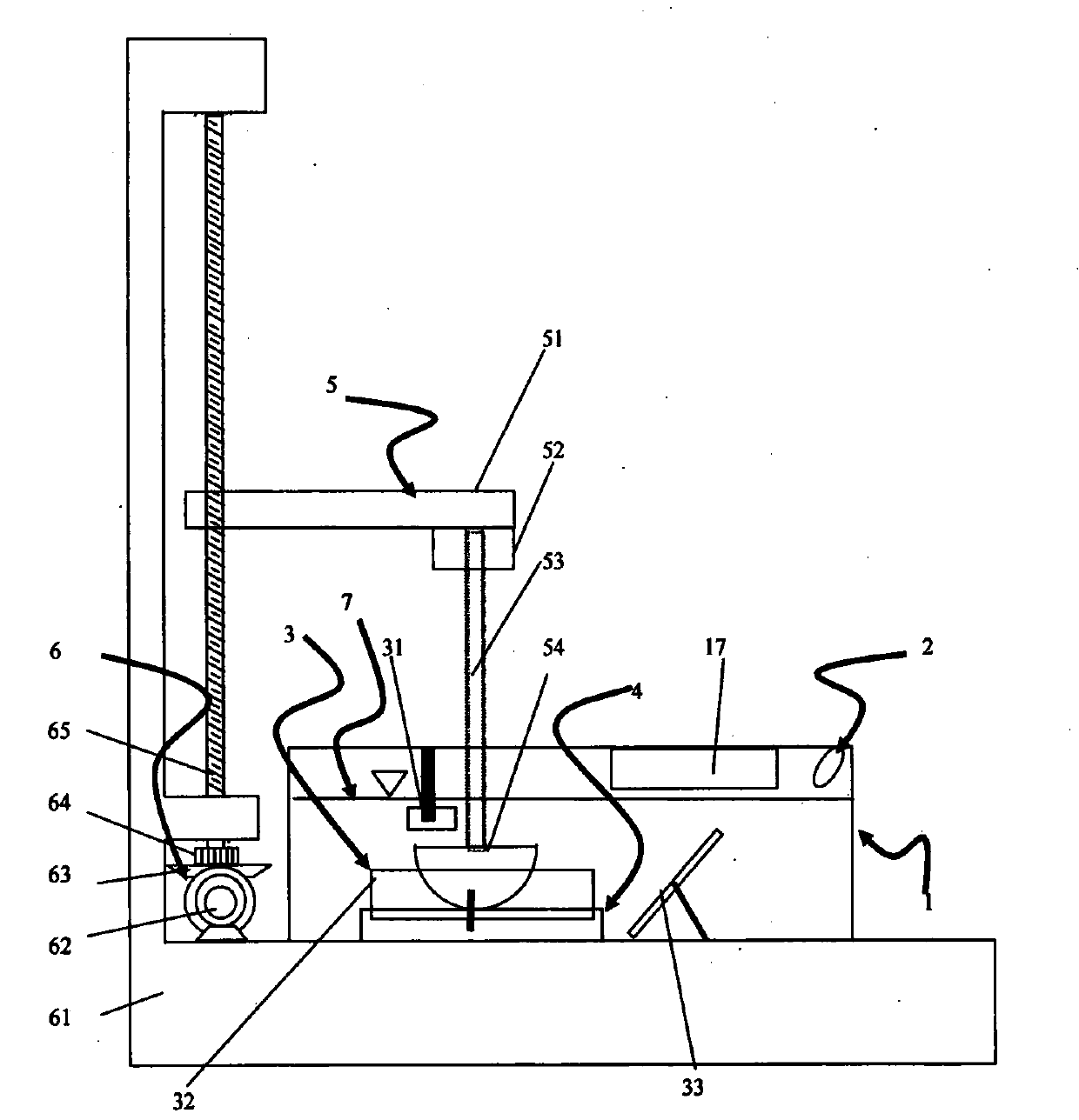 Reflecting on-line measuring device and method for textile material spherical compression surface morphology