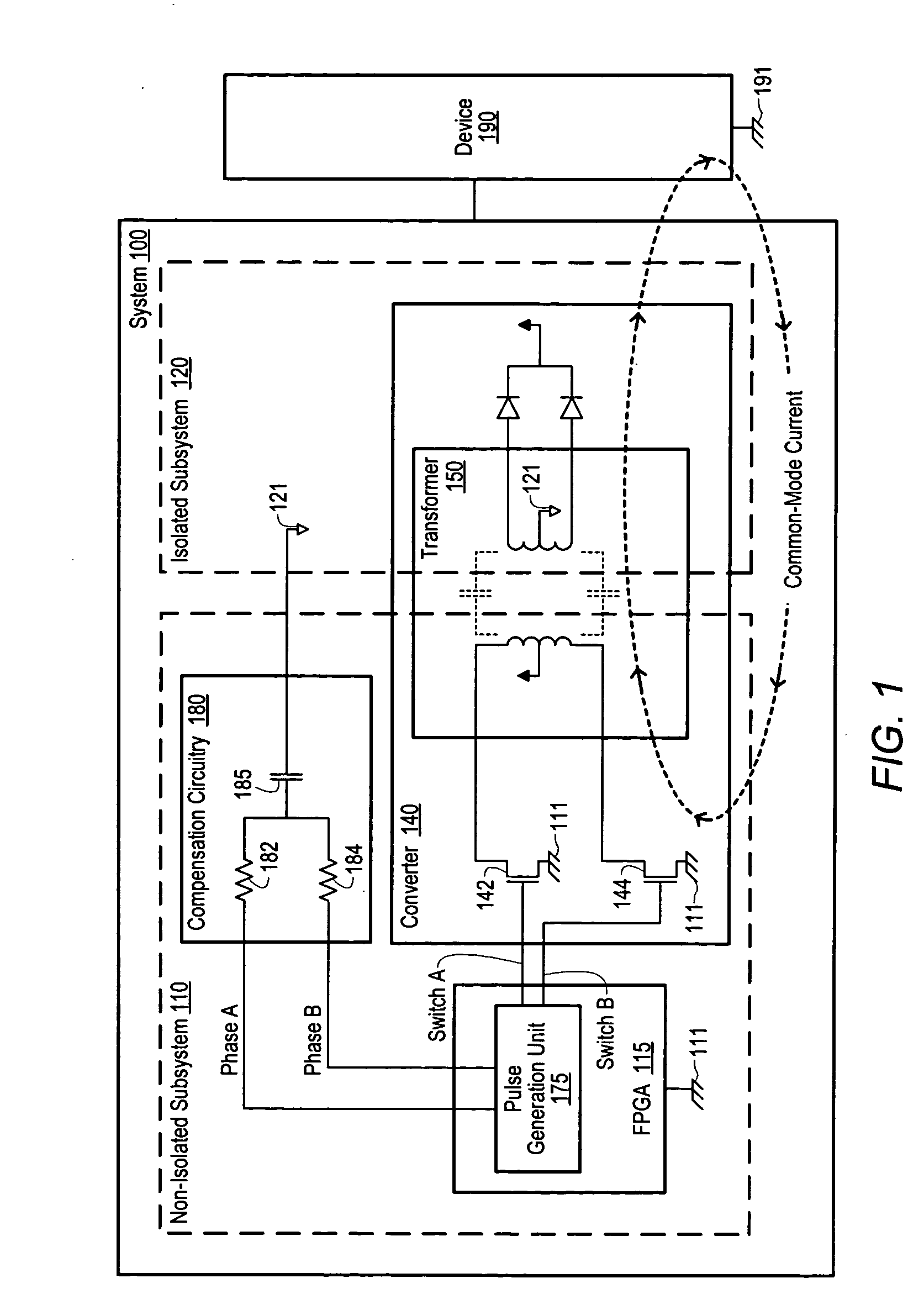 Common-mode current cancellation with digital pulses for isolated applications