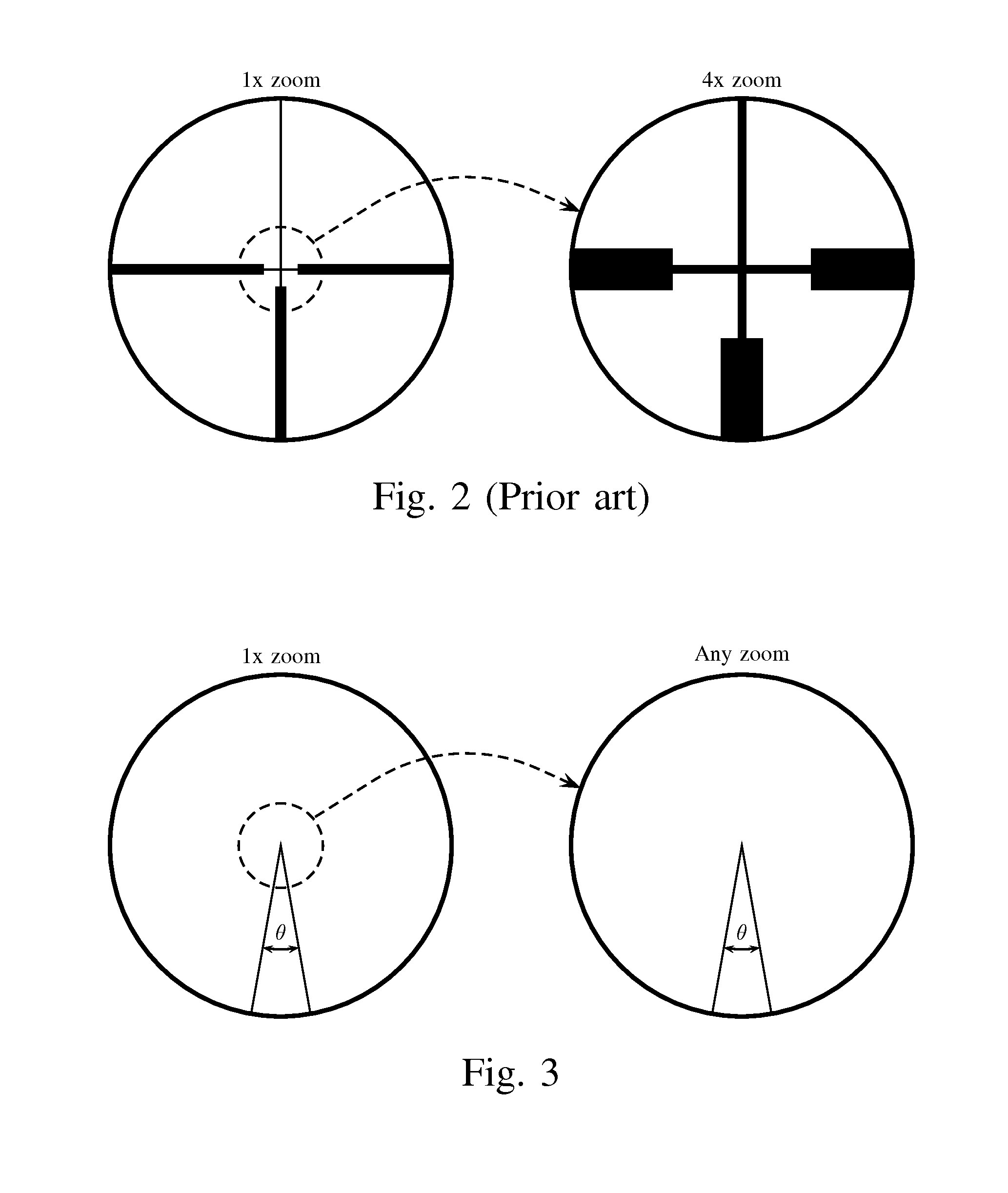 Telescopic gun sight with magnification-invariant reticle