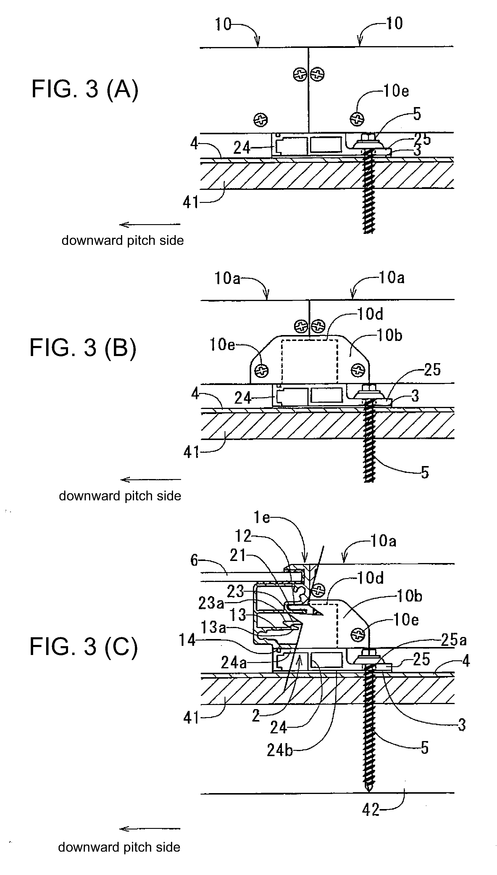 Solar cell module retaining structure, frame for solar cell module, and holding member for solar cell module
