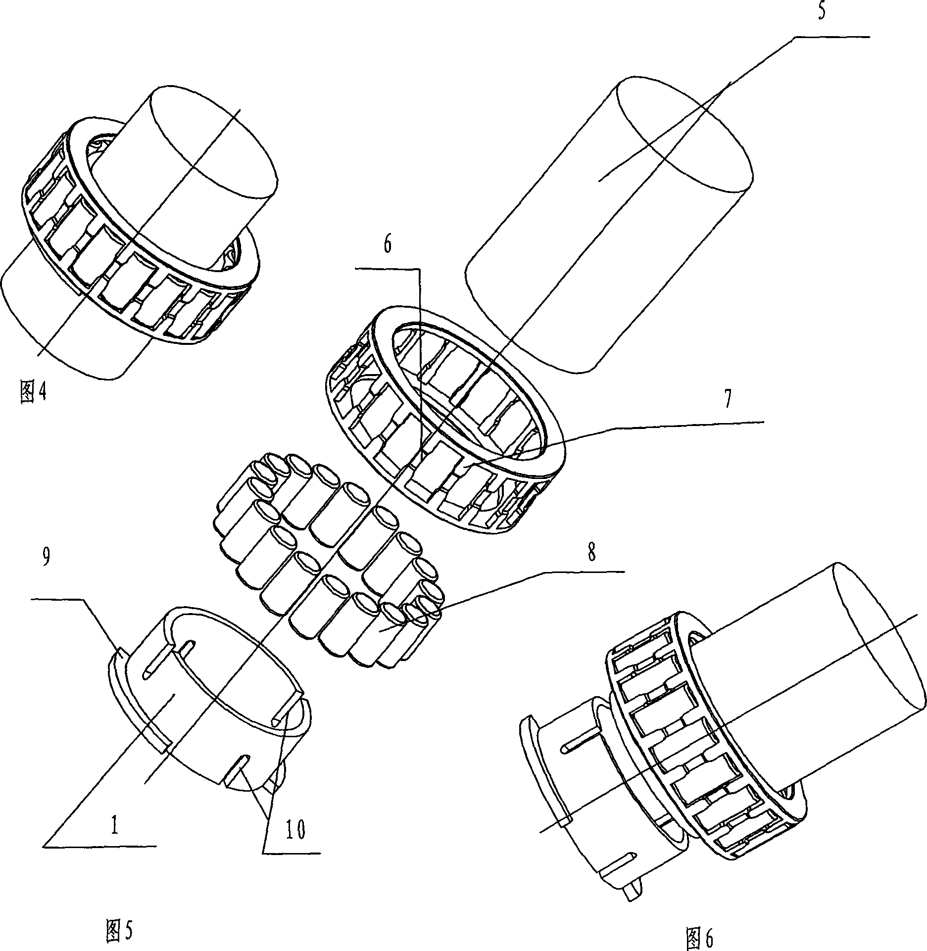 Roller bearing constituted only by holding bracket and roller
