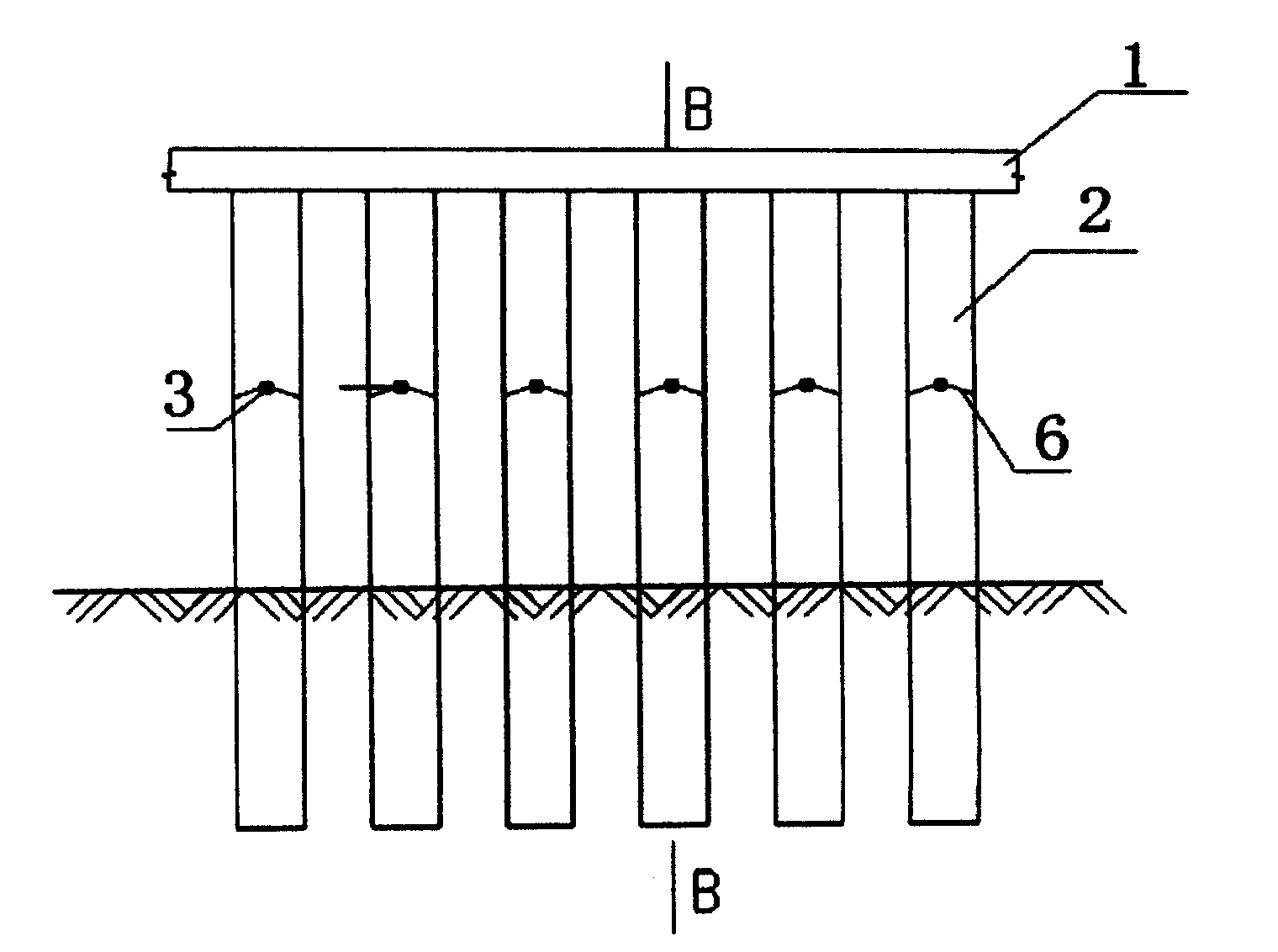 Material saving device and method for supporting transverse stress pile