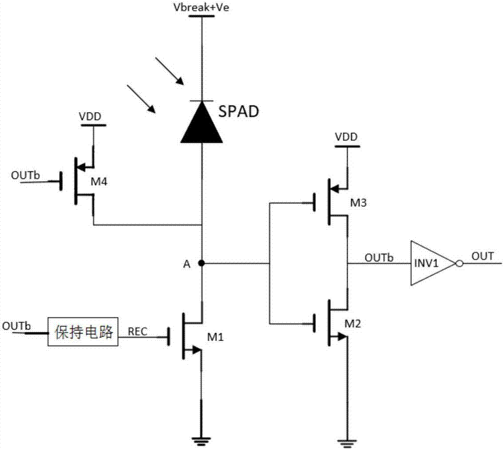 Single photon avalanche photodiode capacitance quenching circuit