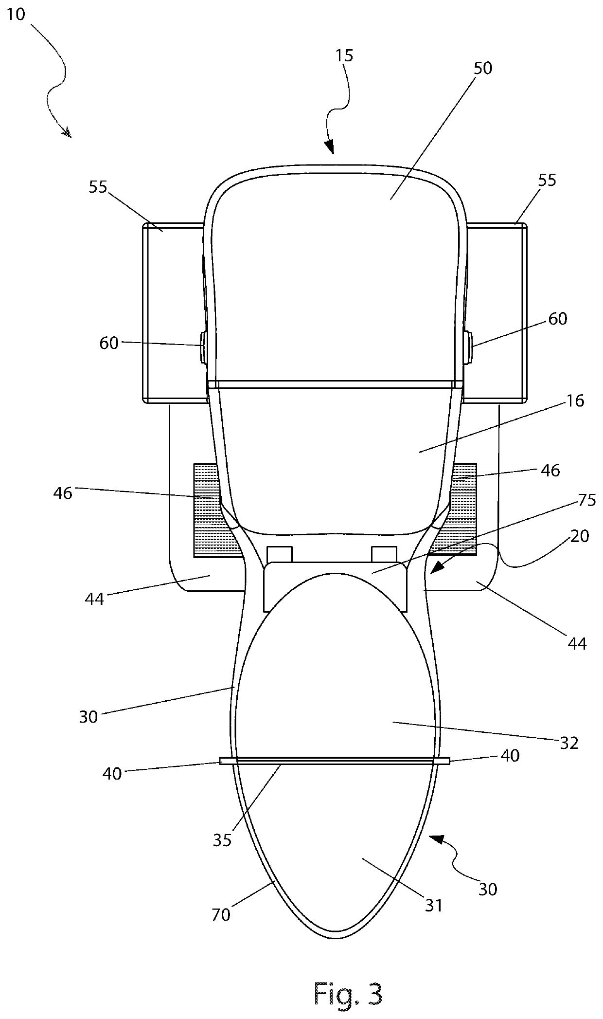 Rearward-facing toilet