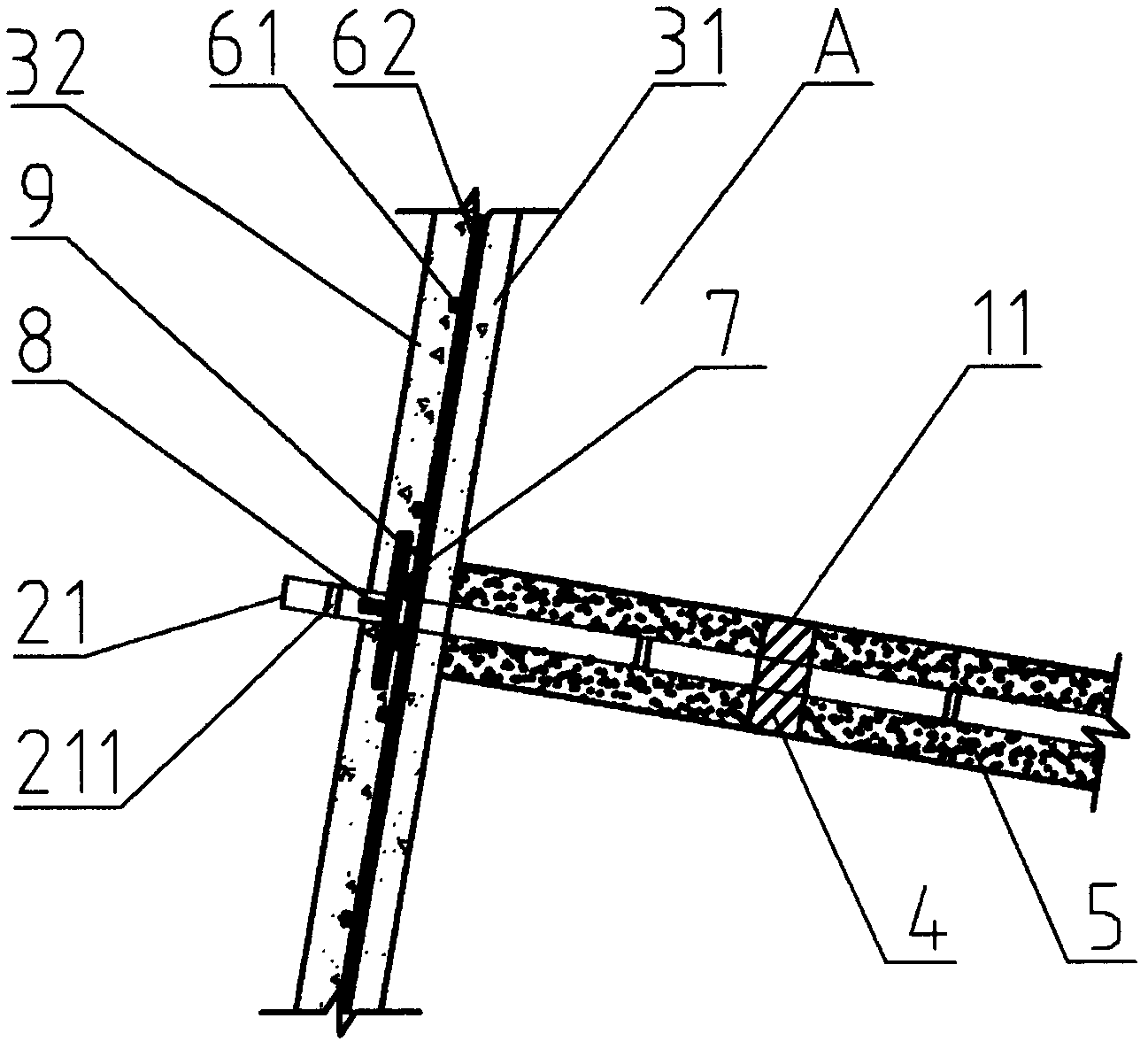 Split bamboo material soil nail and construction method thereof