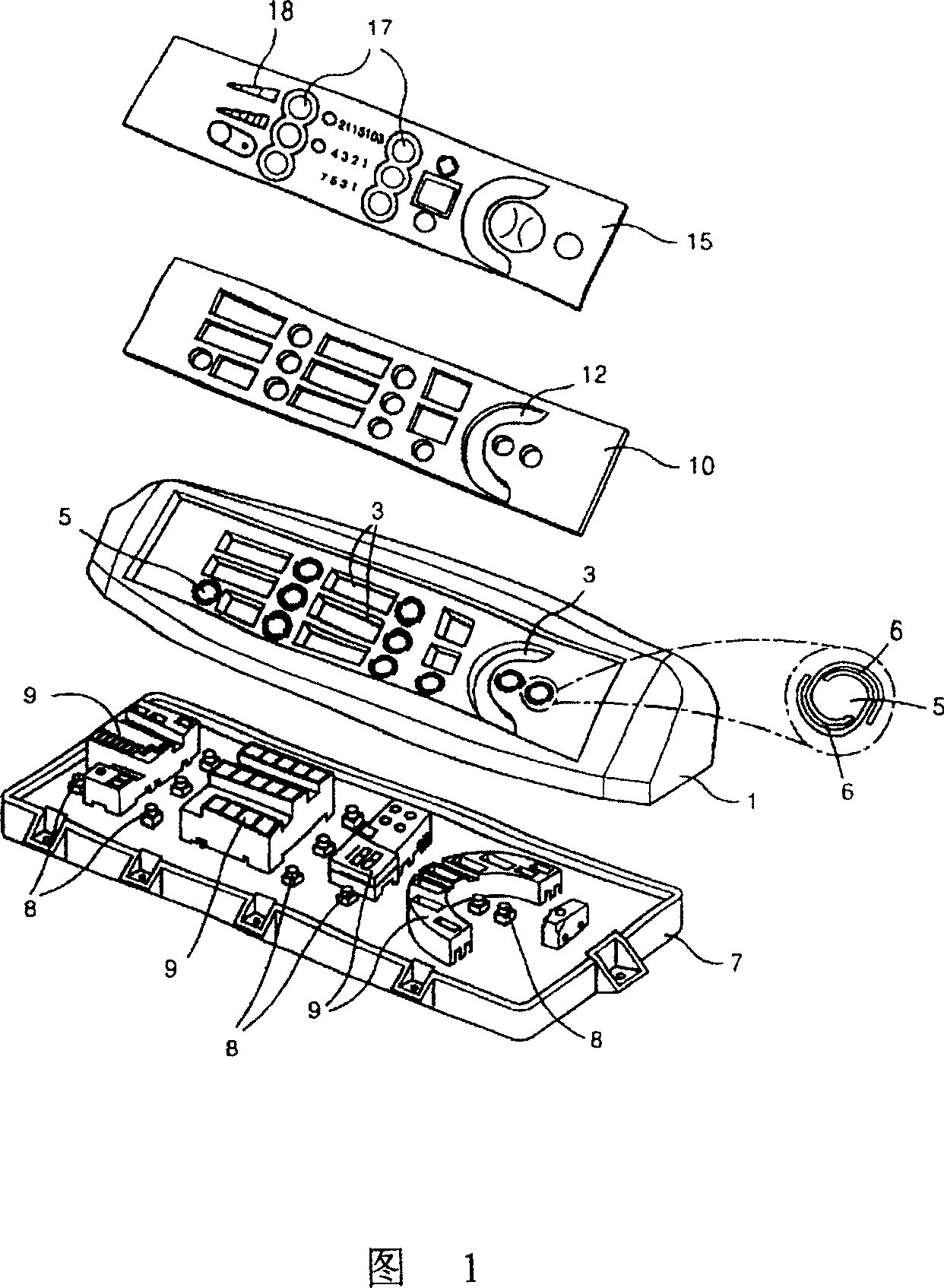 Control panel component of household electrical appliance and method for making the same