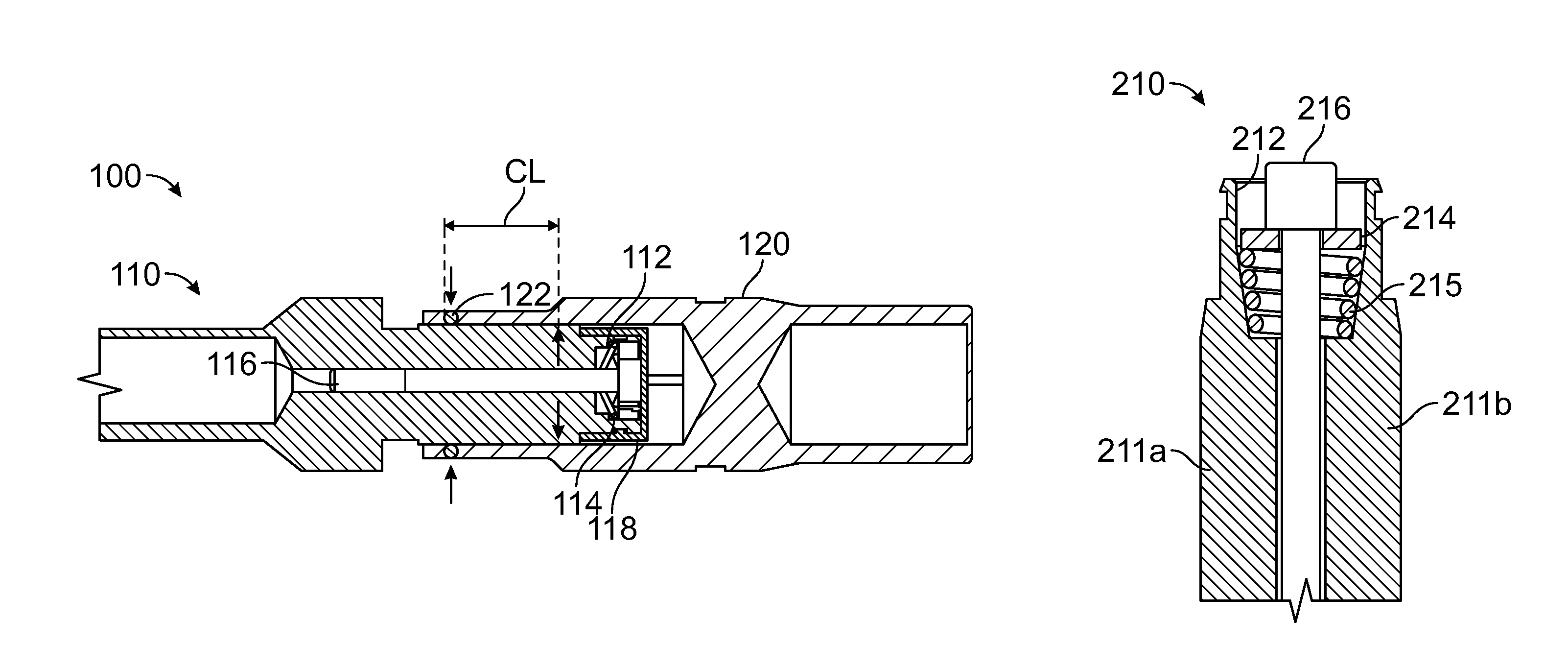 Connector assembly having self-adjusting male and female connector elements