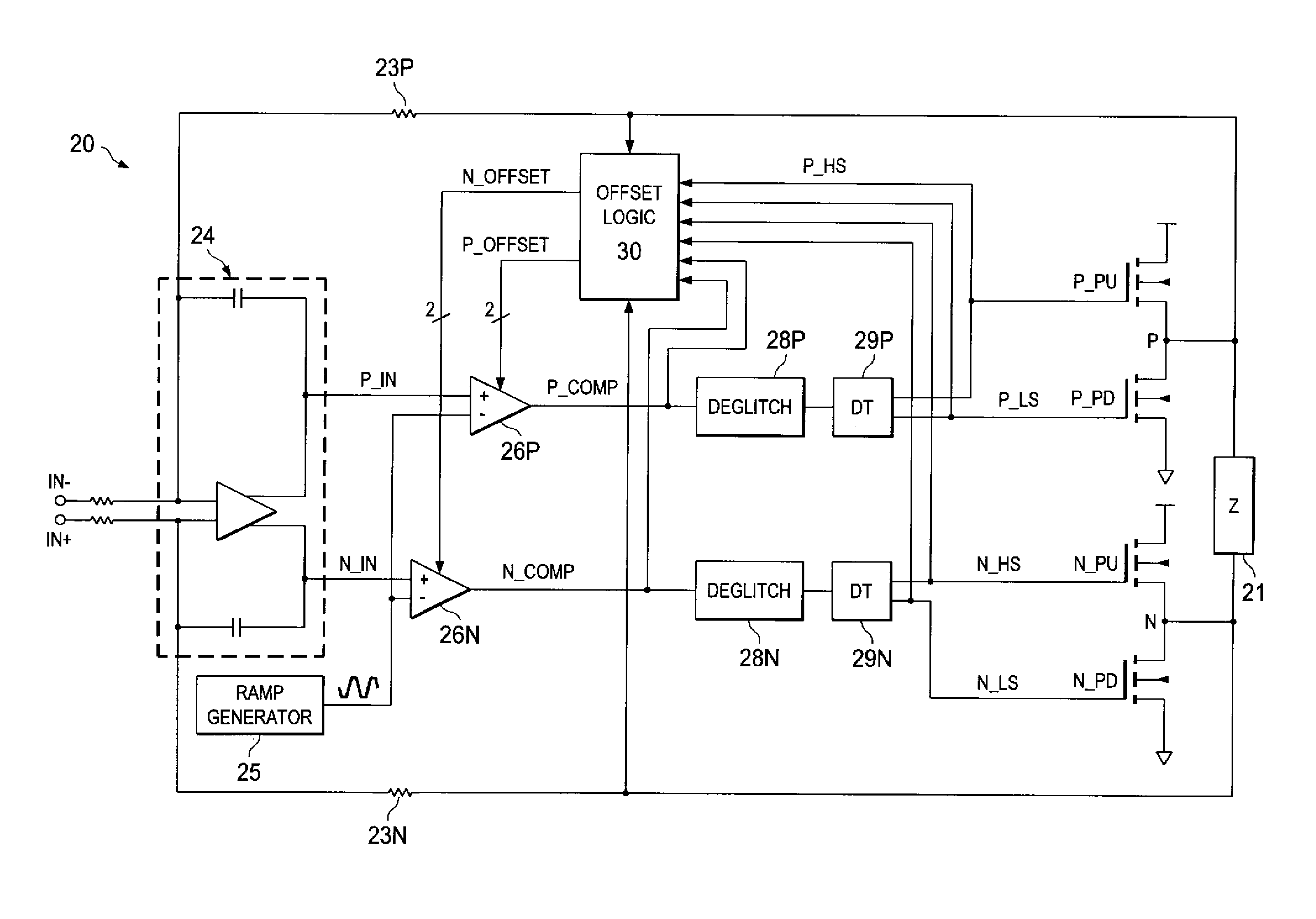 Reduction of dead-time distortion in class D amplifiers